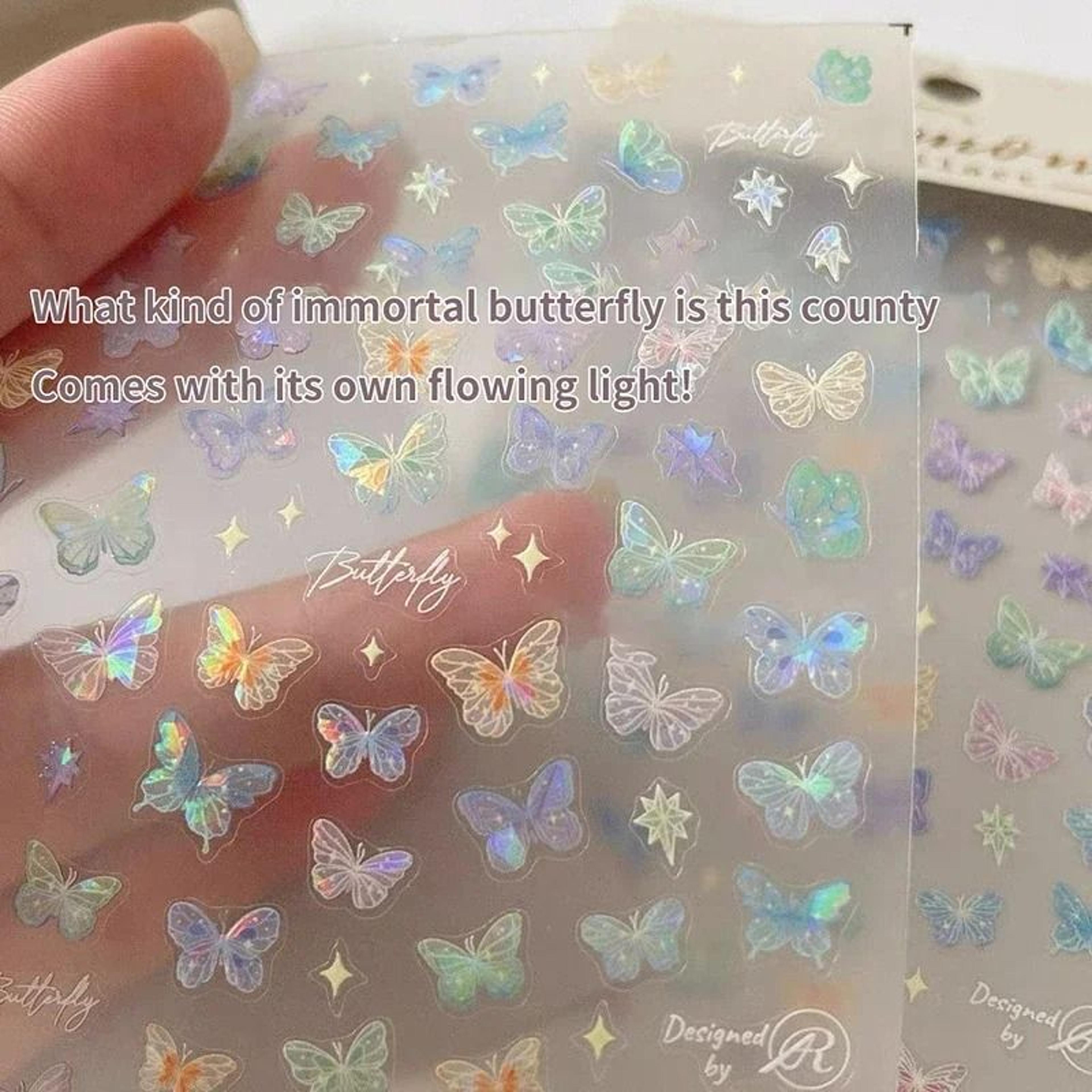 Colorful Butterfly Fairy  Wing Streamer Advanced Embossed Art Stickers 2