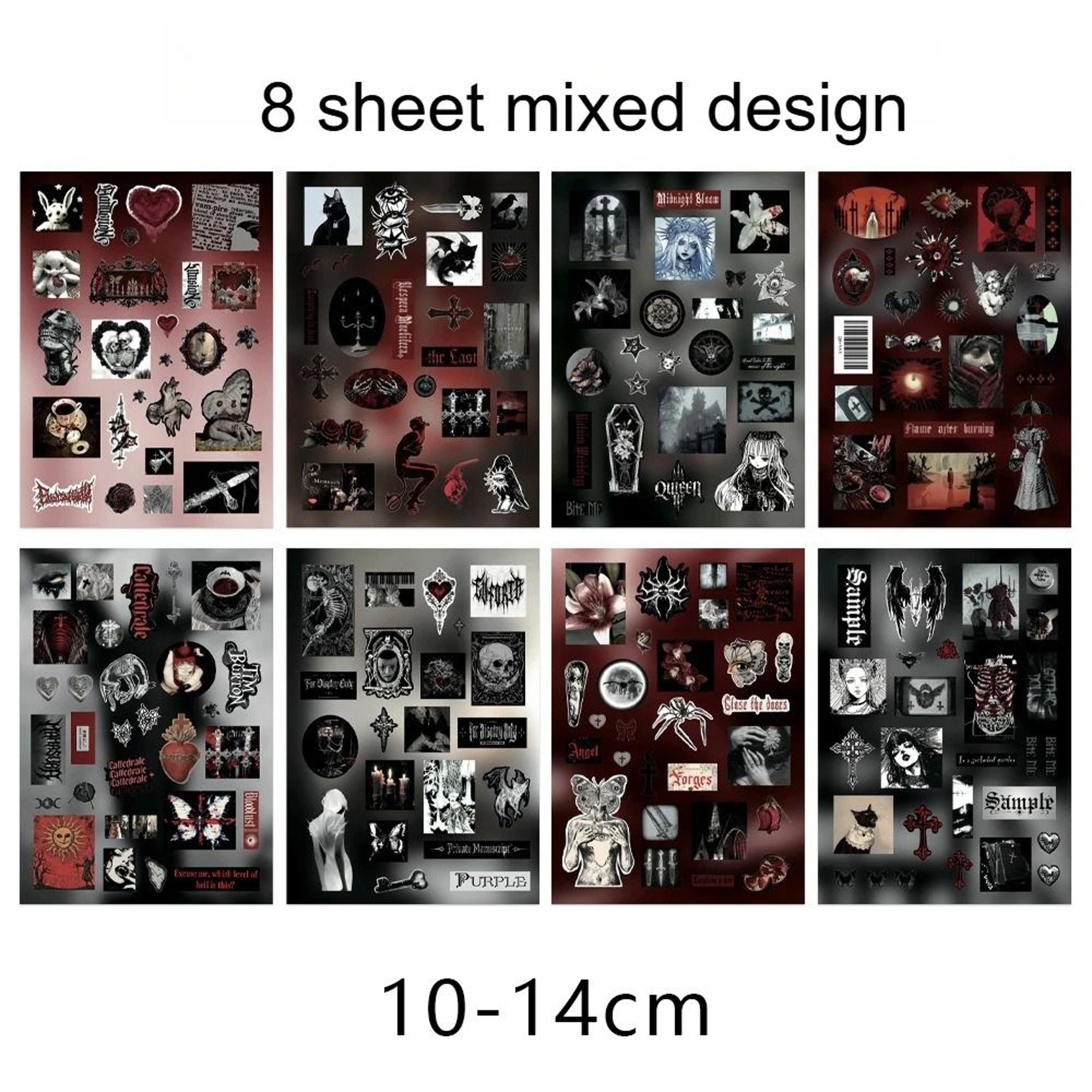 8 Sheets Raven Feather Funeral DieCut Sticker Dark Gothic Style Collage Material 6