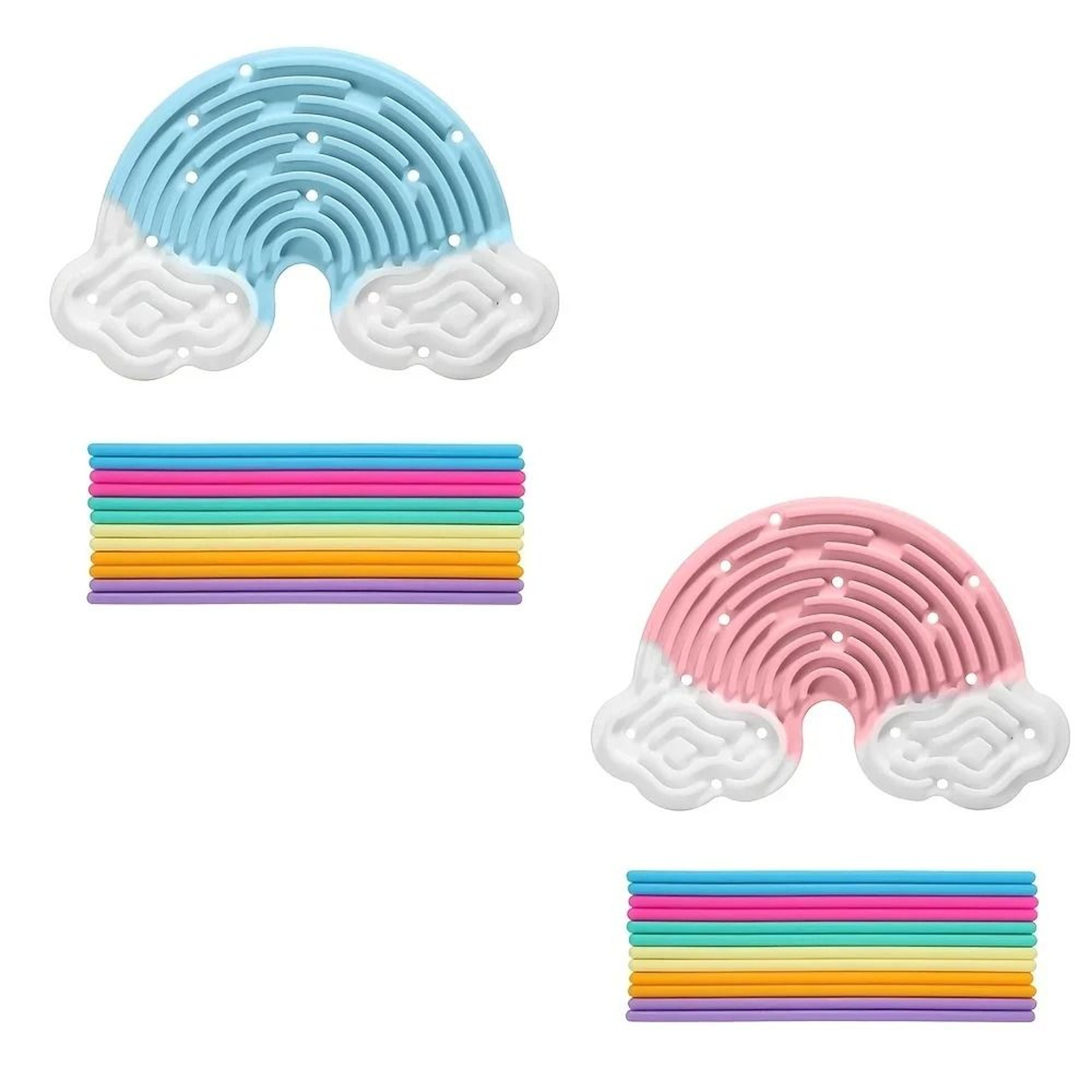 1Pc Creative Rainbow Cloud Sensory Activity Board  DoubleSided Silicone Busy Board 0