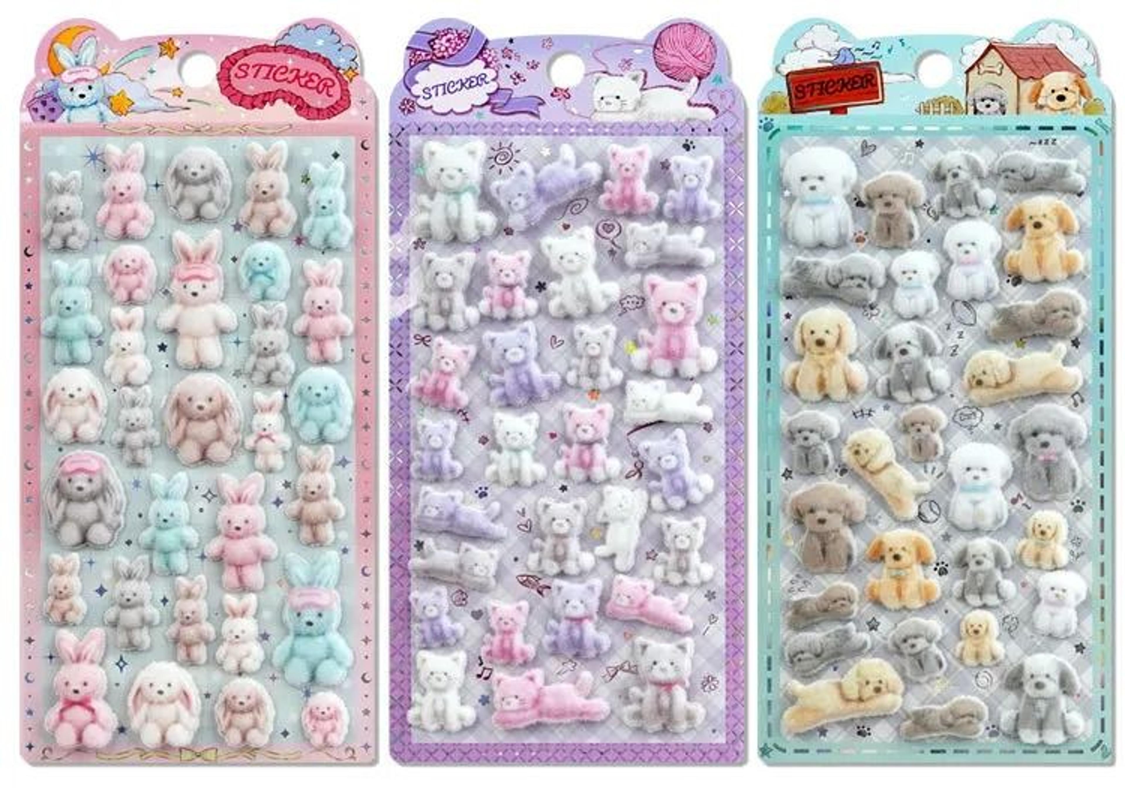 Kawaii 3D Relief Fluffy Animal Flocked Stickers For Scrapbooking 5