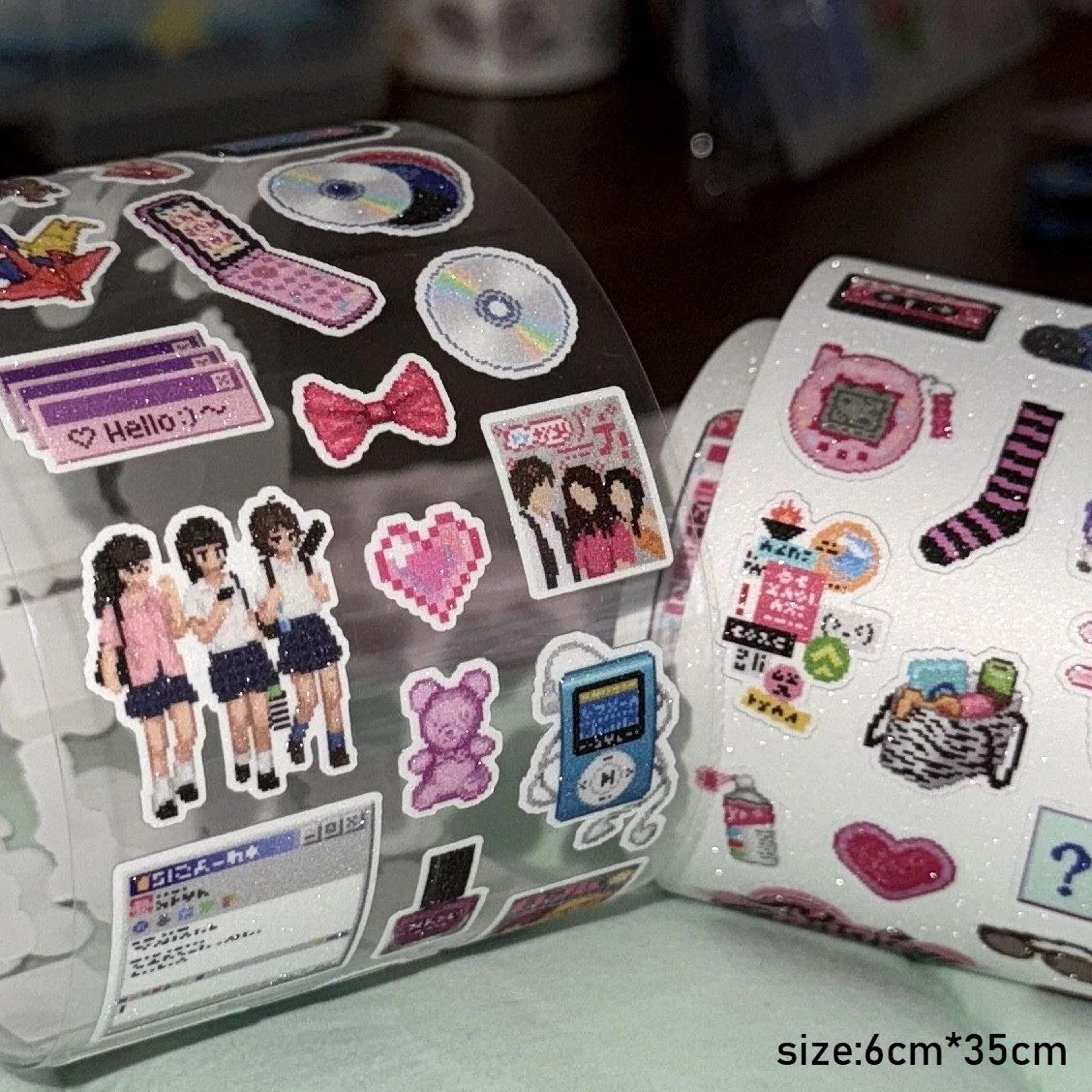 Kawaii Retro Y2K Shibuya Showa Pixel Style Die Cut Sticker Tape 7