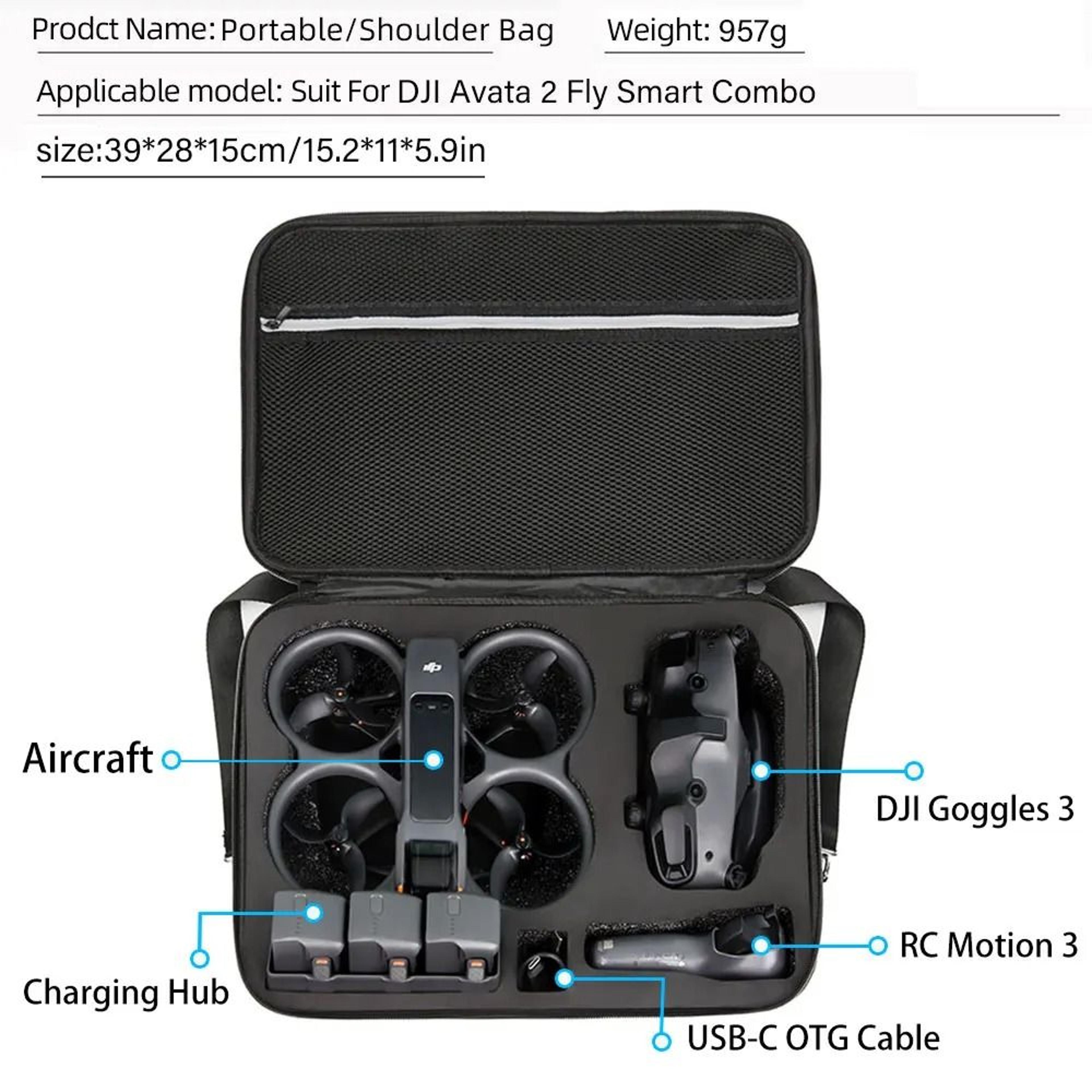 Shoulder Carrying Case Storage Bag For DJI Avata 2 Drone Accessories 1