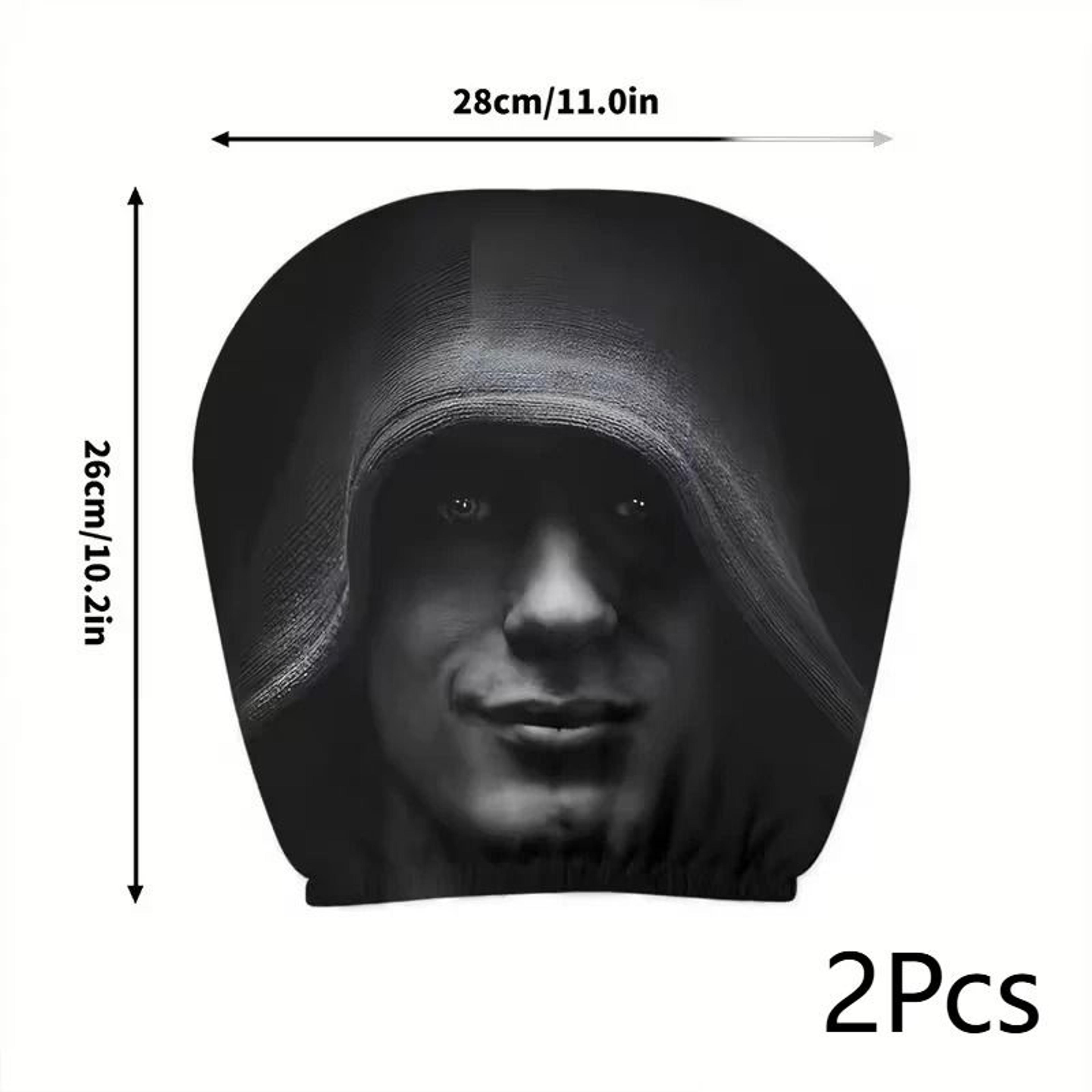 2Pcs Funny Portrait Print Elastic Car Headrest Covers 9