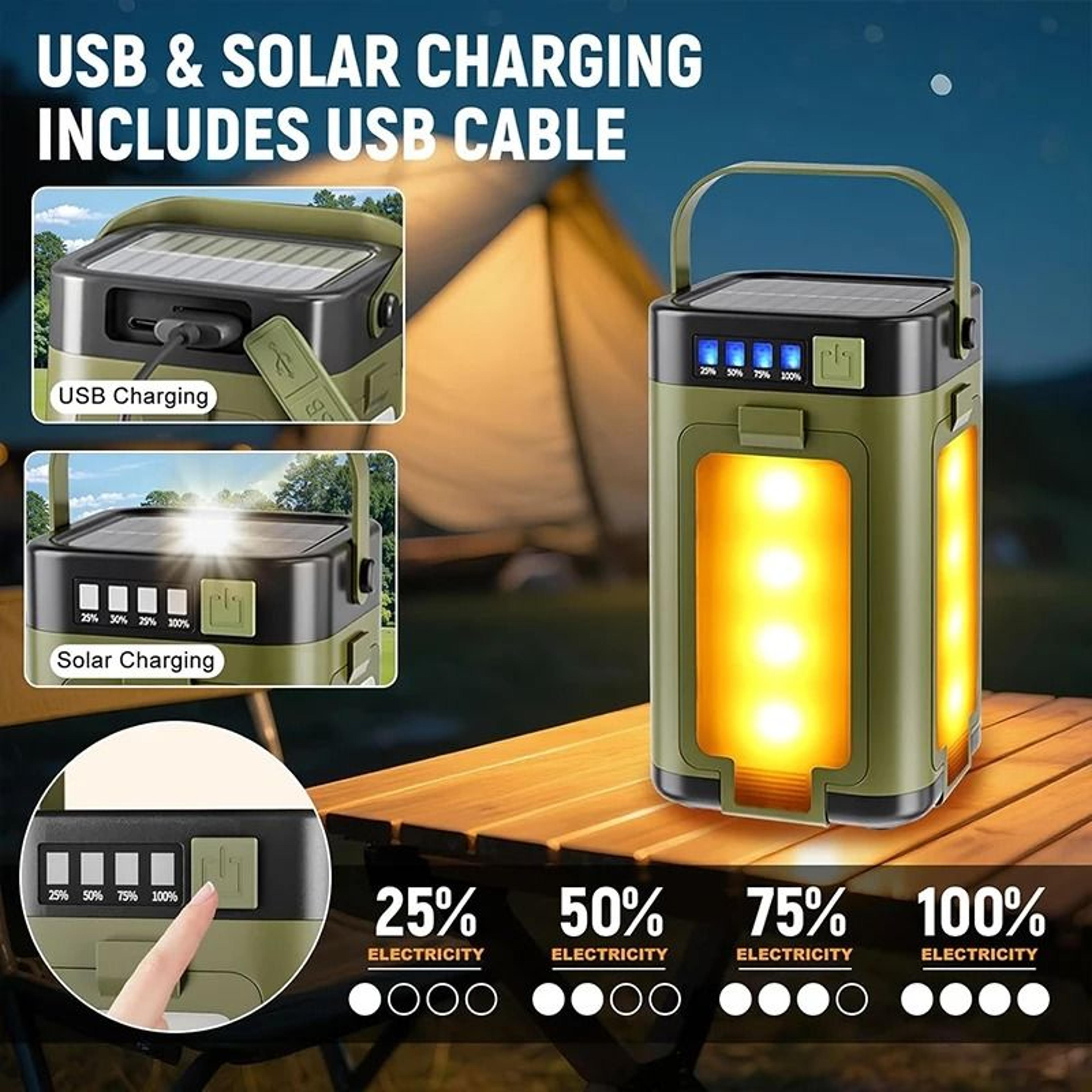 Solar Rechargeable Multifunctional 4Blade Folding Camping Lantern Light 2