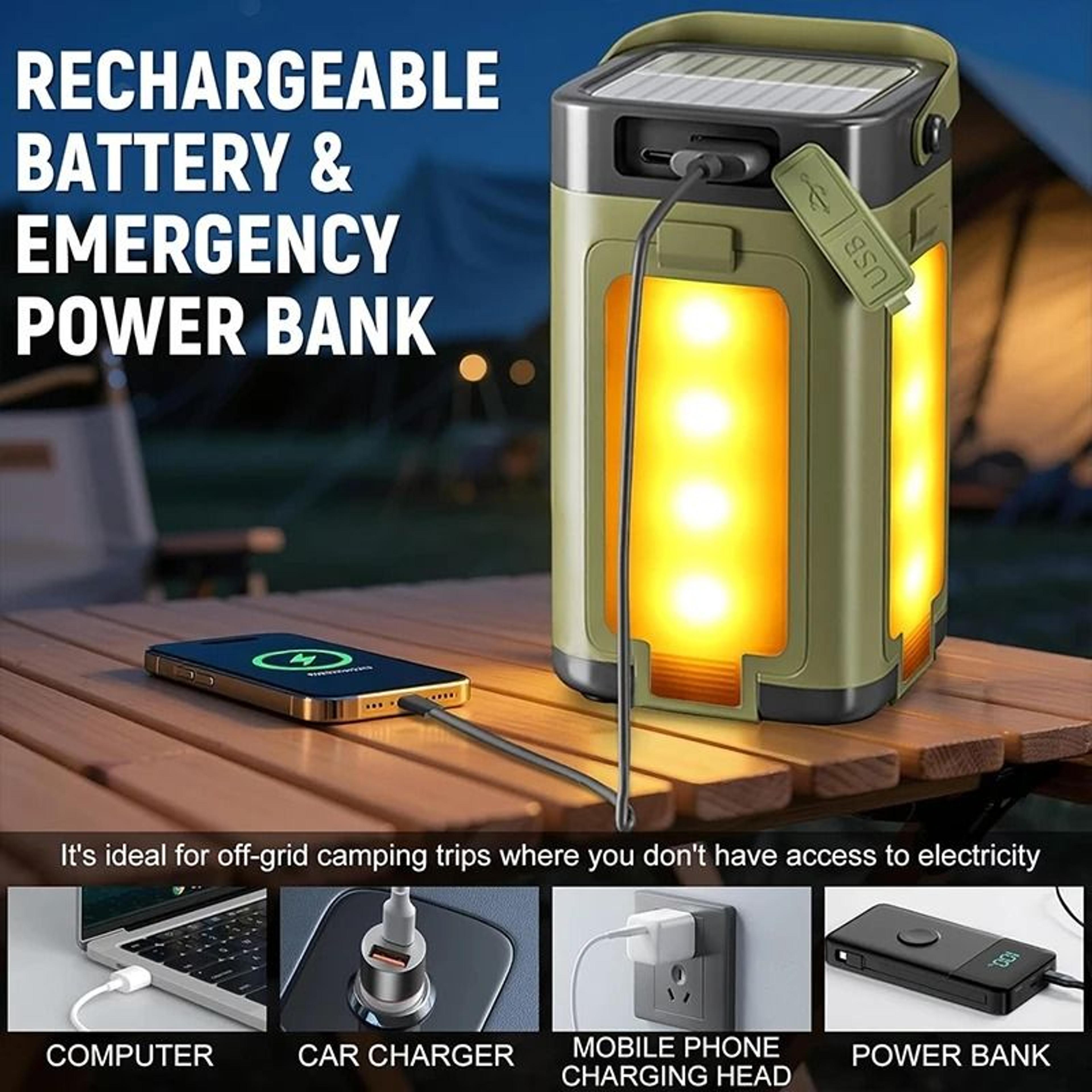 Solar Rechargeable Multifunctional 4Blade Folding Camping Lantern Light 5
