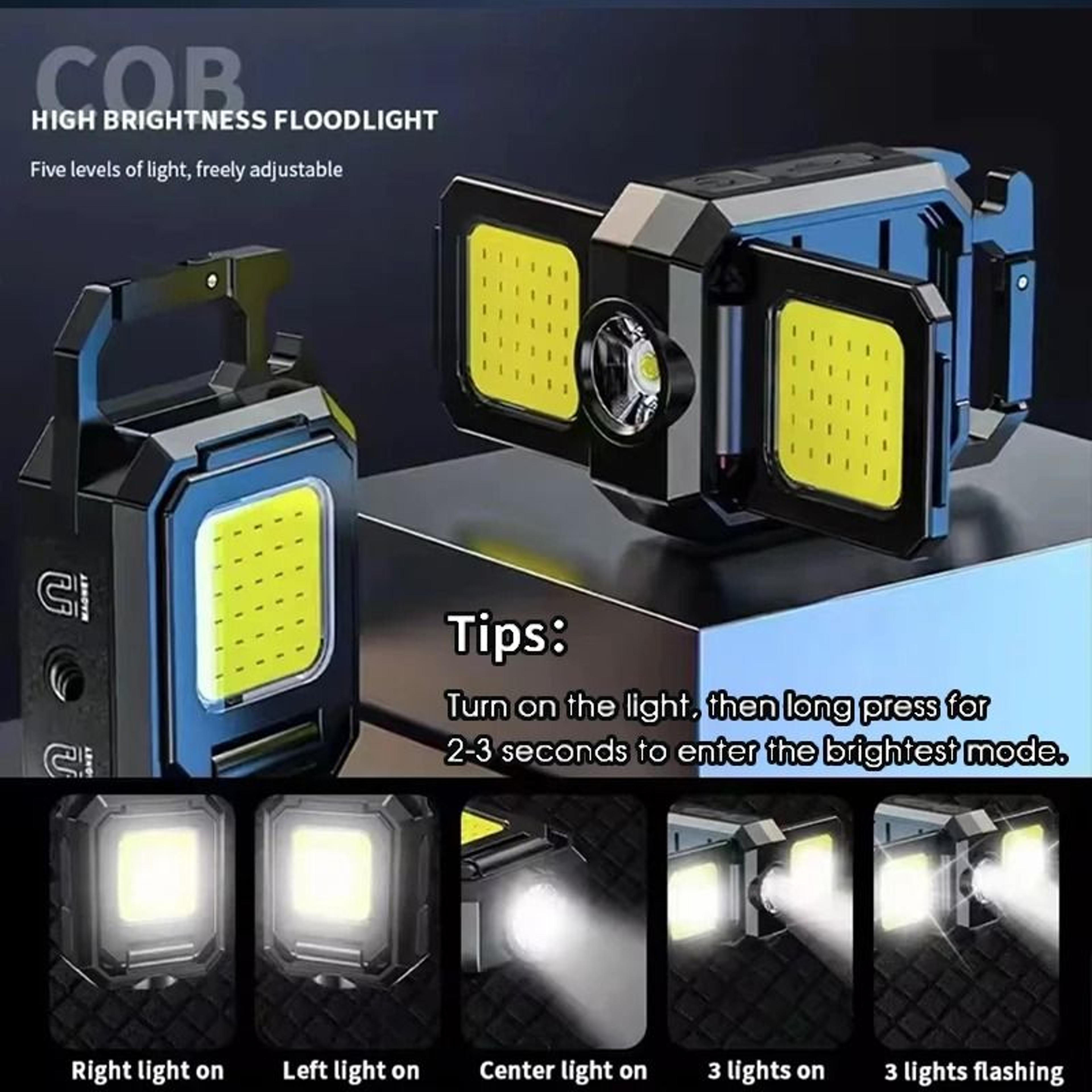 Portable Mini COB LED Keychain Work Light 90 Degree Foldable Magnetic Rechargeable Torch 3