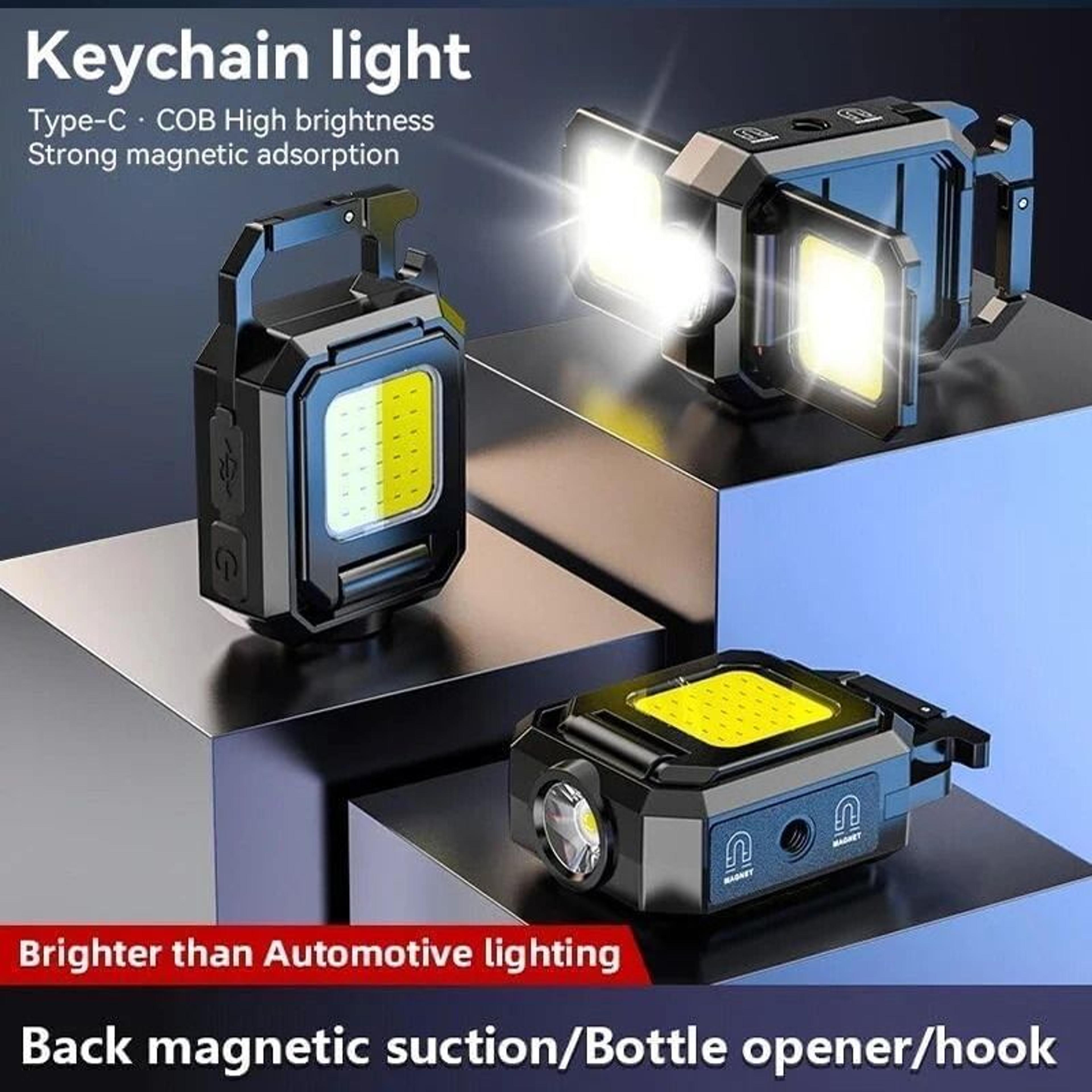 Portable Mini COB LED Keychain Work Light 90 Degree Foldable Magnetic Rechargeable Torch 4