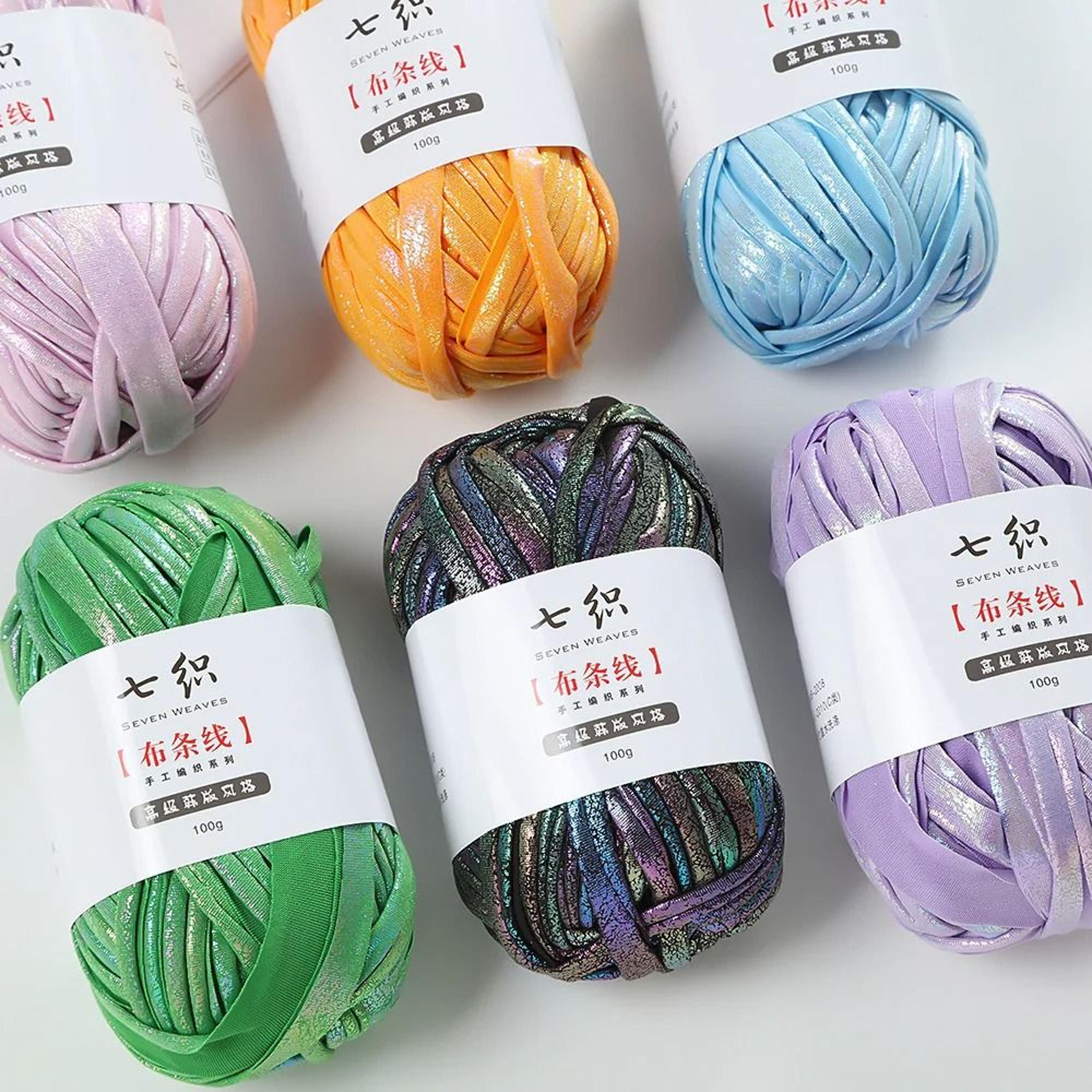 DD Metallic TShirt Yarn 100m Roll Glossy Cloth Yarn For DIY Crochet Bags And Baskets 2