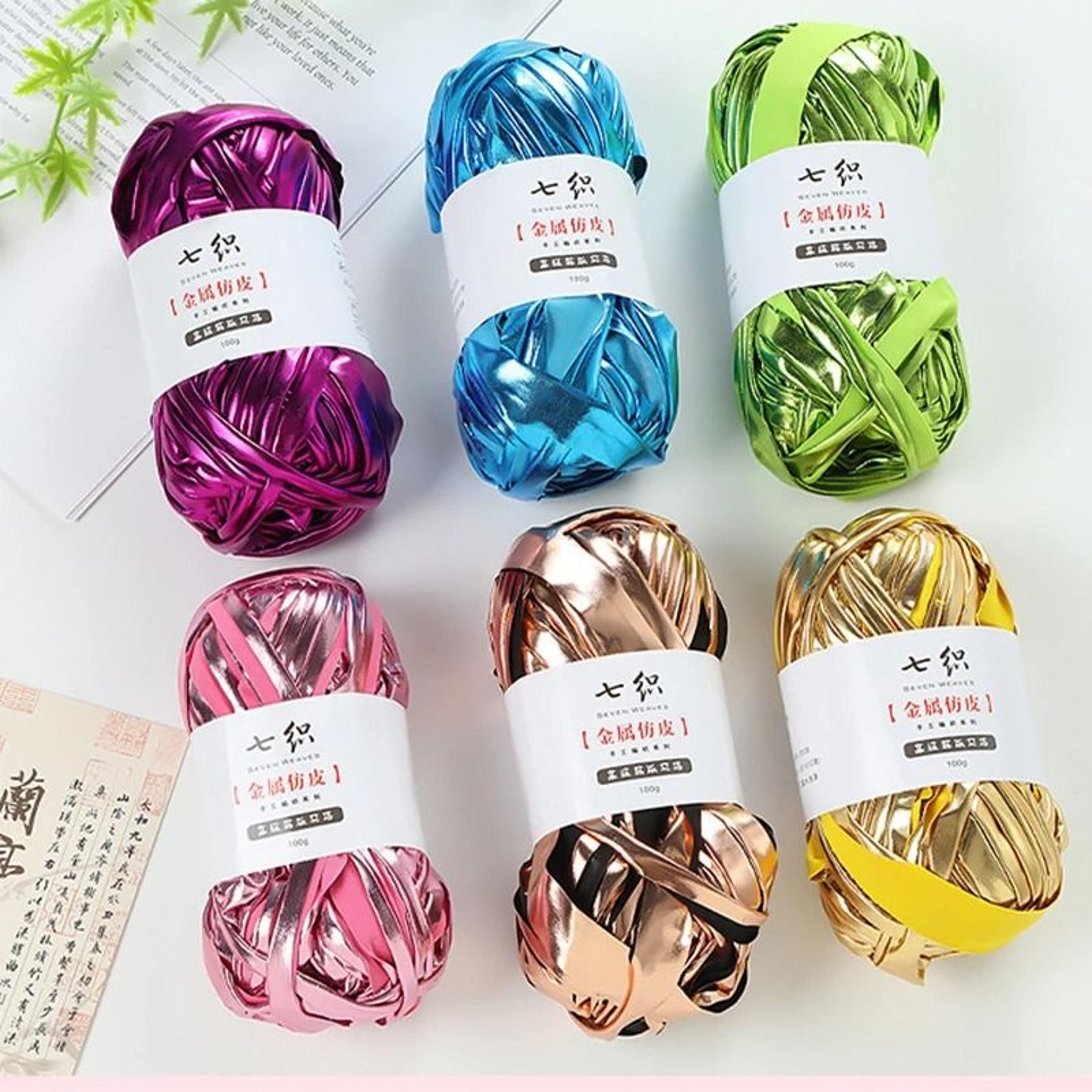 100m Metallic TShirt Yarn Fabric Cloth Thread For DIY Crochet Bags And Cushions 1