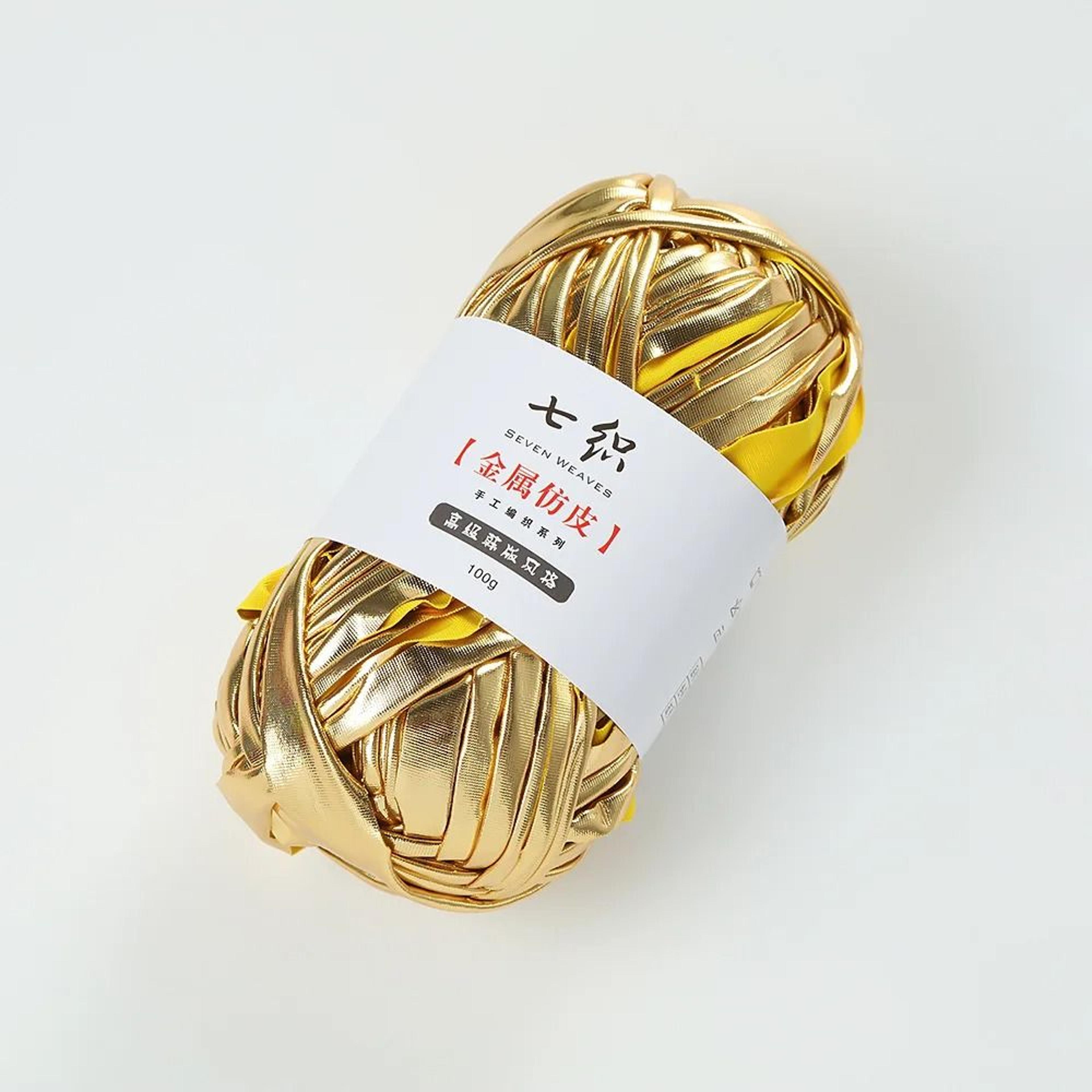 DD Metallic TShirt Yarn 100m Roll Glossy Cloth Thread For DIY Crochet Bags And Cushions 9