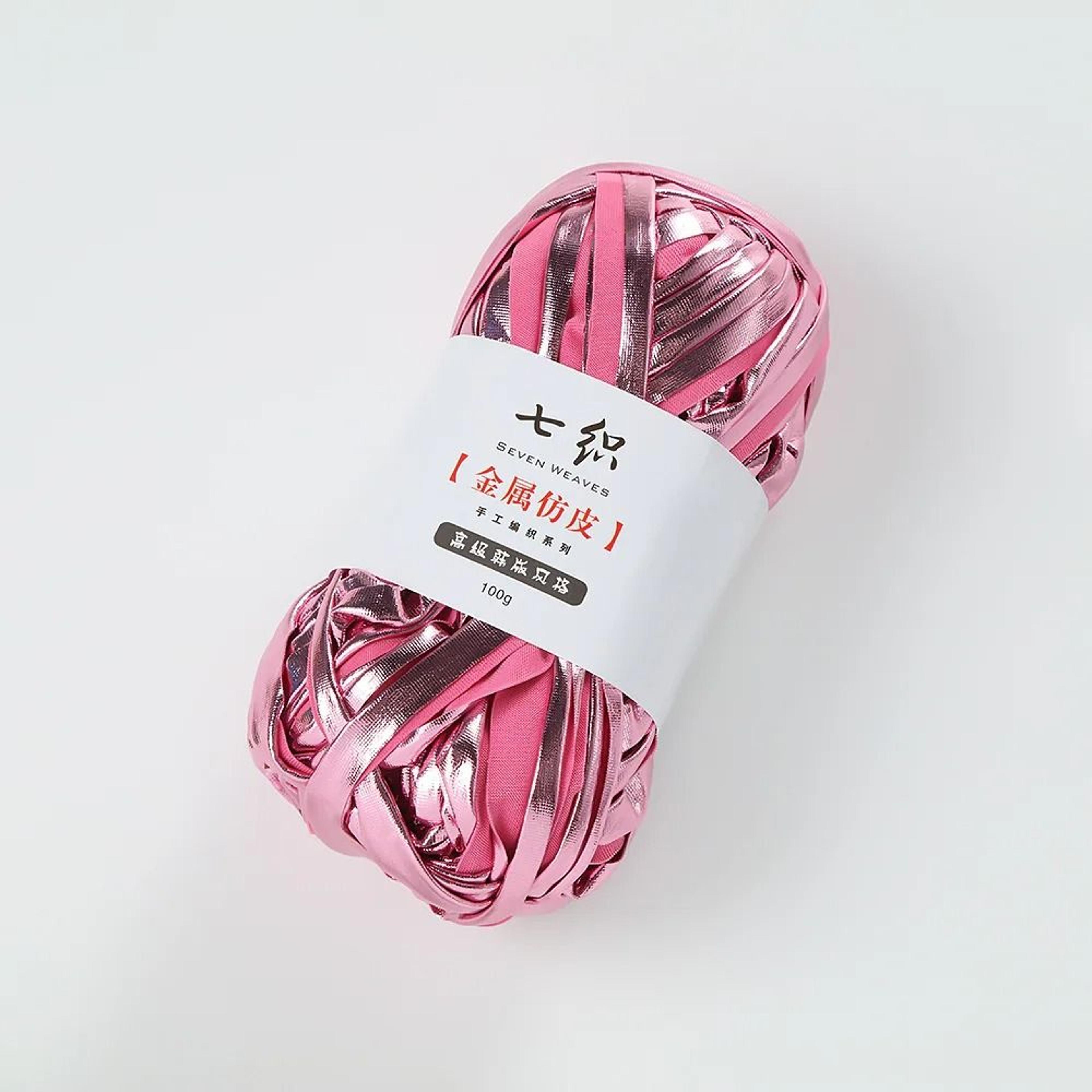DD Metallic TShirt Yarn 100m Roll Glossy Cloth Thread For DIY Crochet Bags And Cushions 5