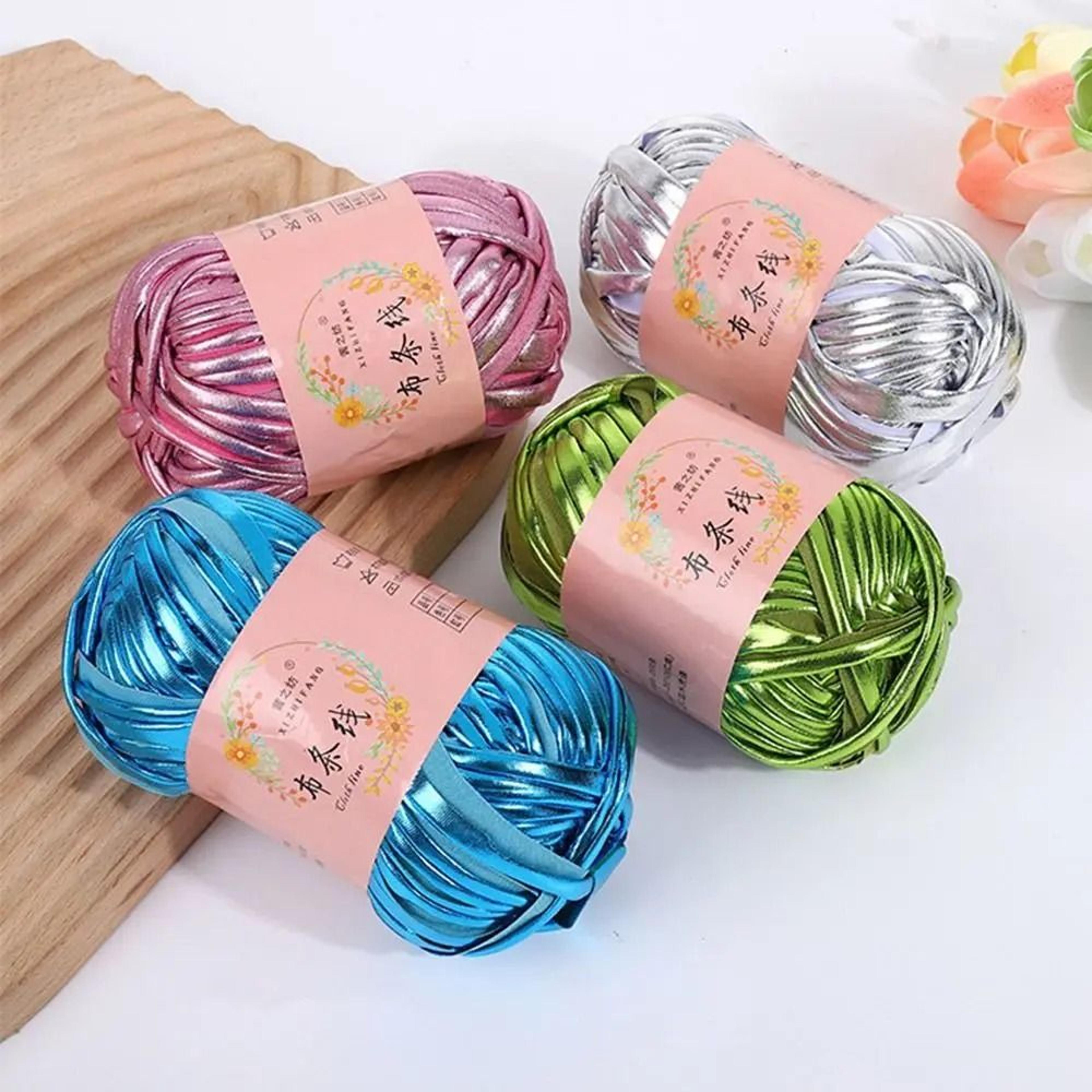 100g Imitation Leather Shiny Crochet Yarn Ball Glossy Thread For DIY Handbags Blankets Cushions 1