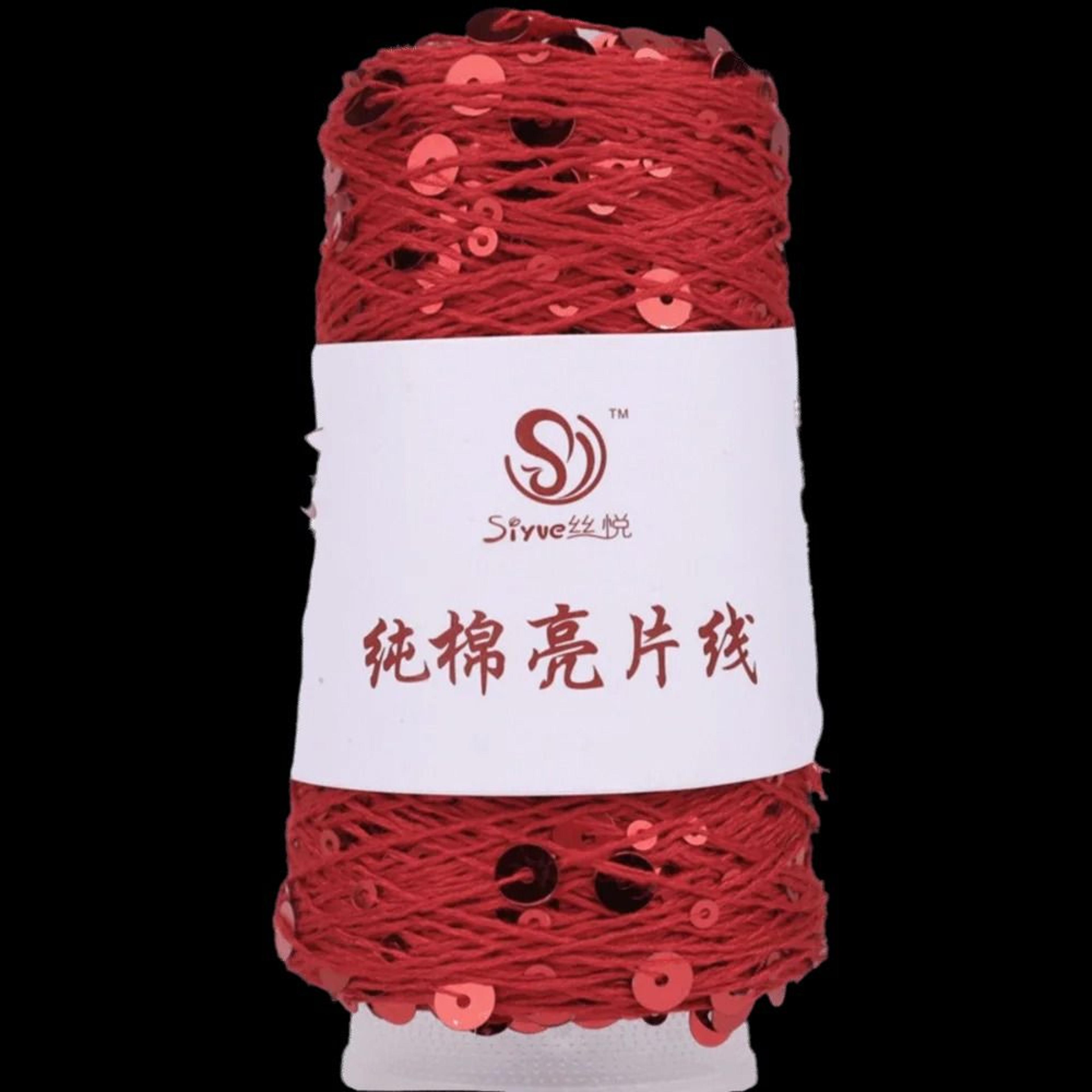 Pure Cotton Beaded Sequin Yarn Spool Decorative Hand Knitting Thread For DIY Accessories 10