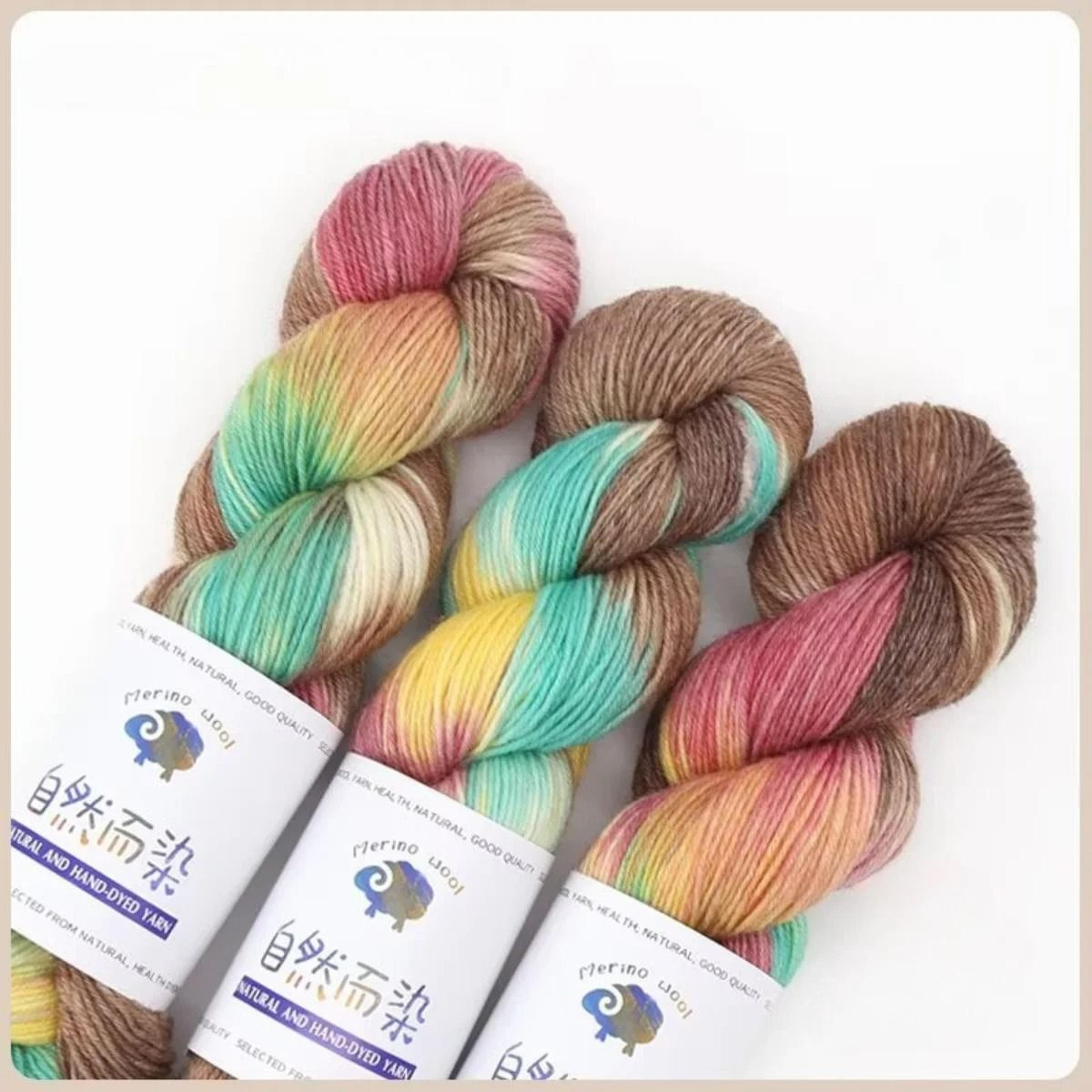 3Pcs Set Merino Wool Yarn Soft Rainbow HandDyed Thread For DIY Knitting Sweaters Scarves And Hats 14