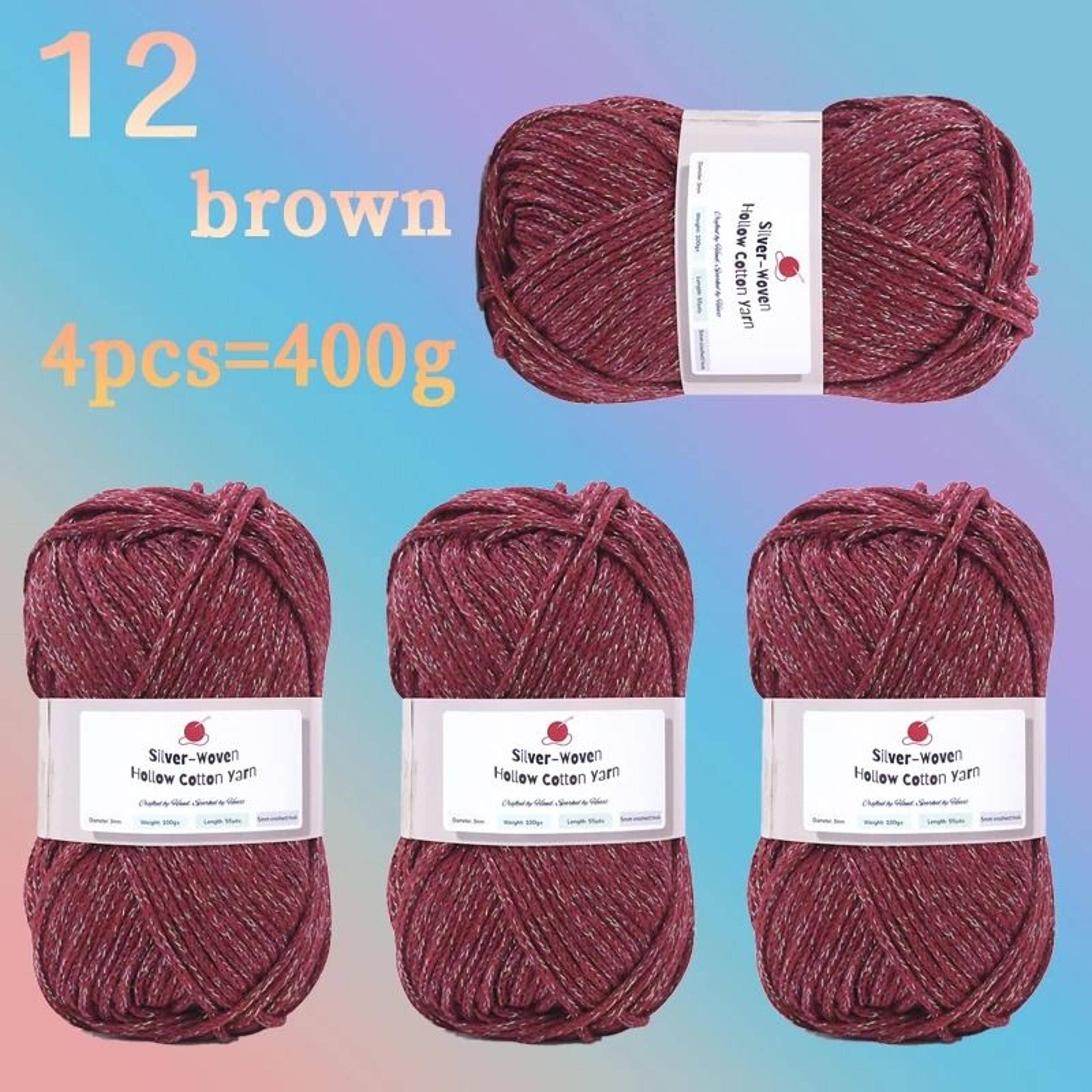 4Pack 400g Colorful Shiny Hollow Cotton Yarn 100g Roll For DIY Crochet Bags Hats Cushions And Place 17