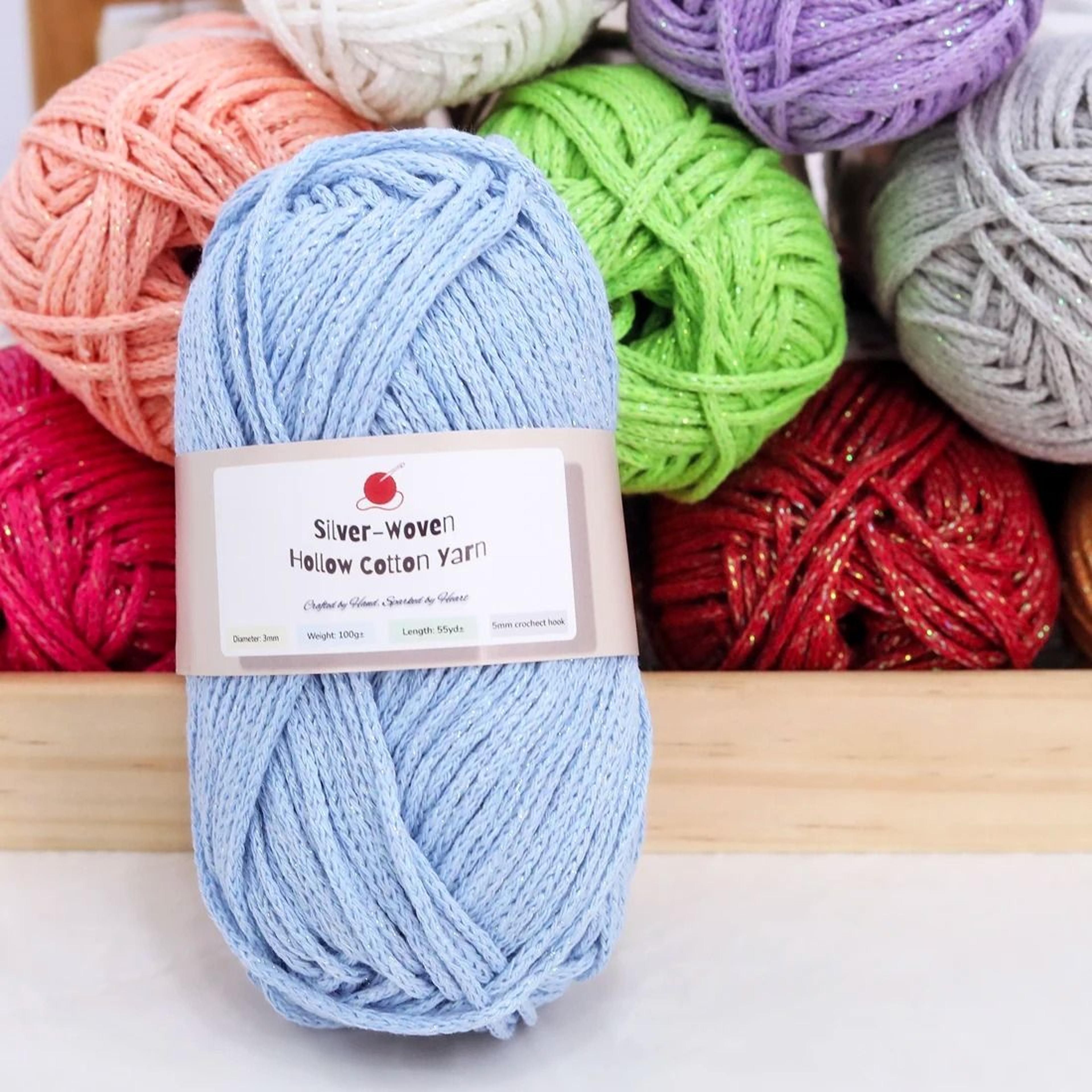 4Pack 400g Colorful Shiny Hollow Cotton Yarn 100g Roll For DIY Crochet Bags Hats Cushions And Place 3