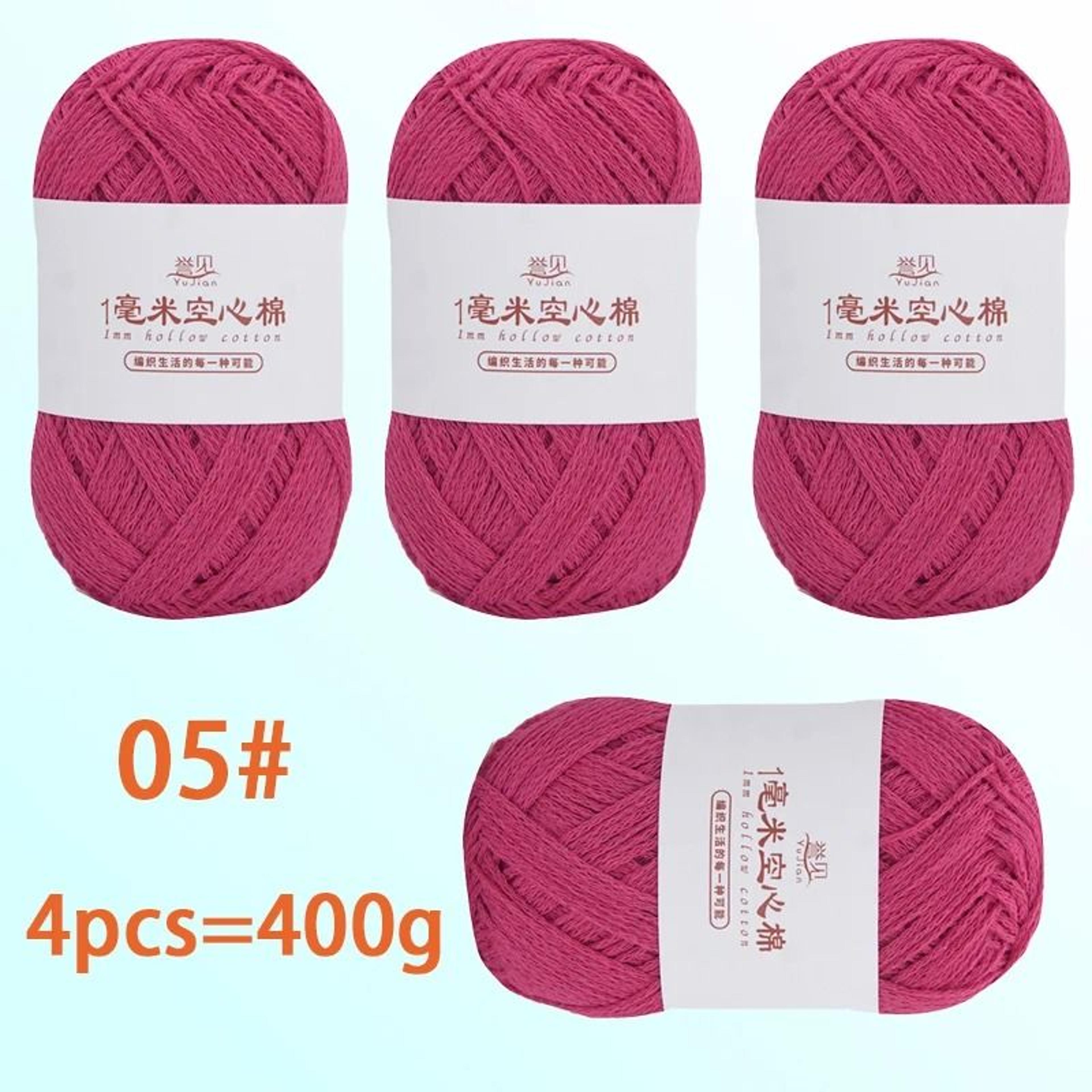 4Pack 400g Solid Color Hollow Cotton Yarn 100g Roll For DIY Crochet Bags Hats Tableware Mats And Sl 11