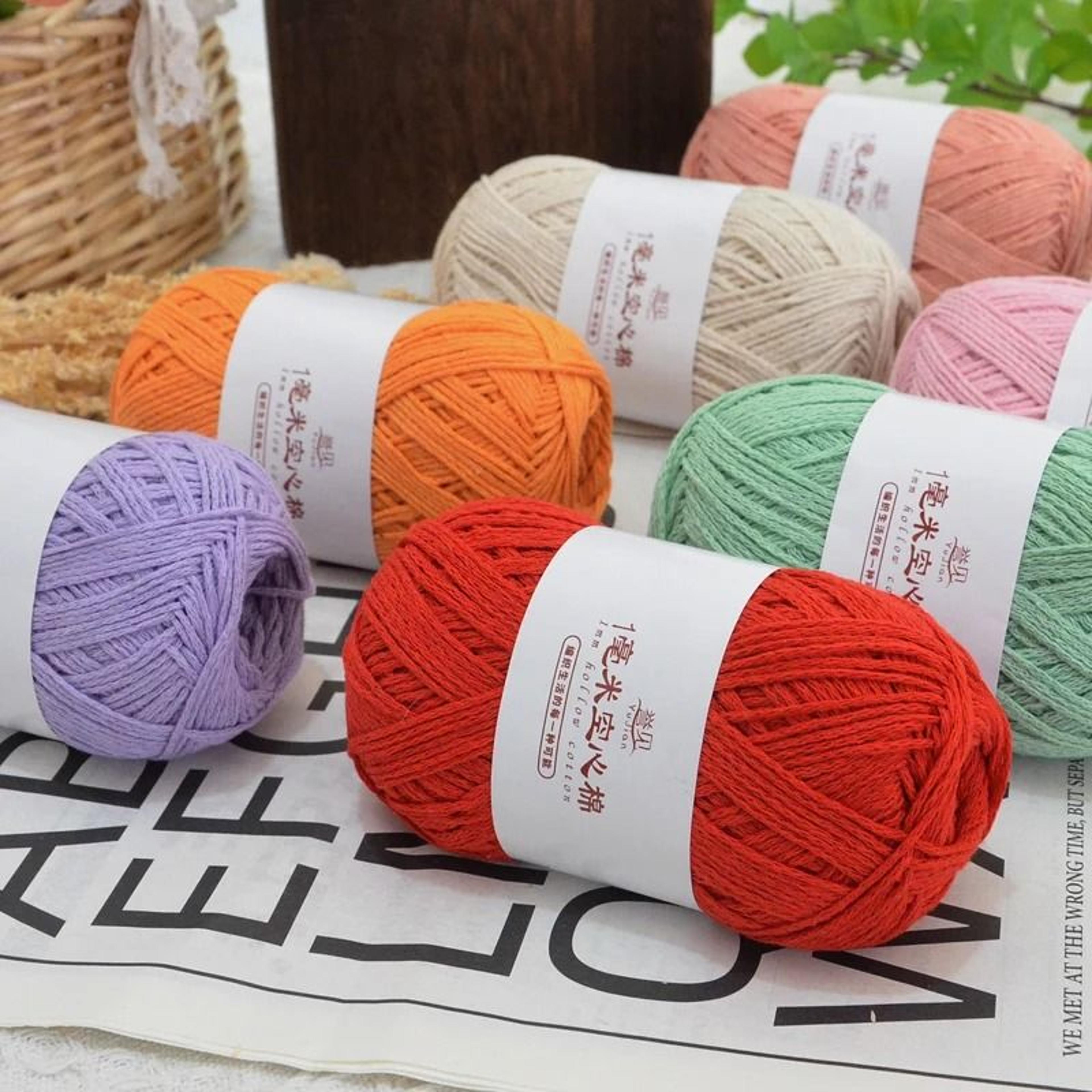4Pack 400g Solid Color Hollow Cotton Yarn 100g Roll For DIY Crochet Bags Hats Tableware Mats And Sl 3