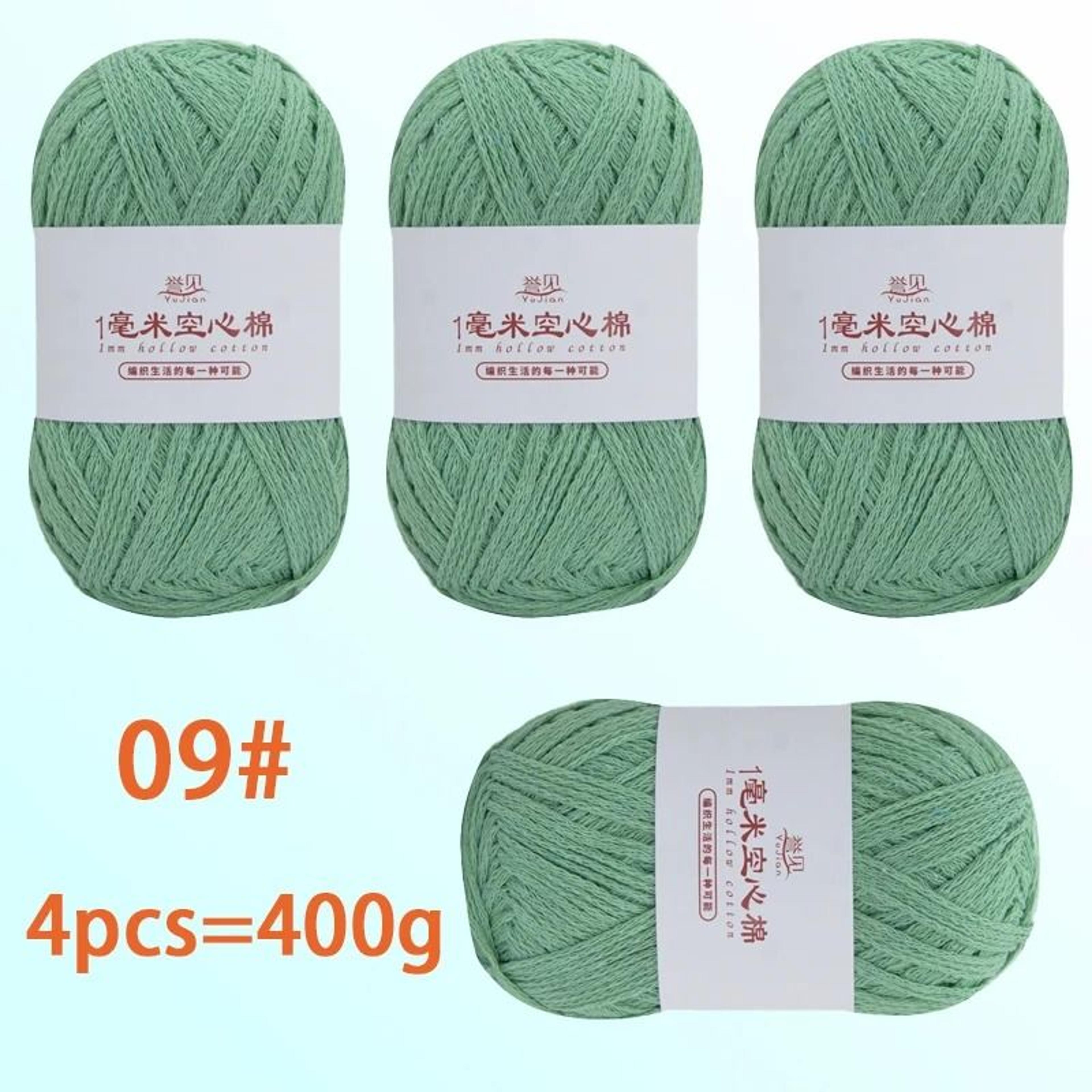 4Pack 400g Solid Color Hollow Cotton Yarn 100g Roll For DIY Crochet Bags Hats Tableware Mats And Sl 15
