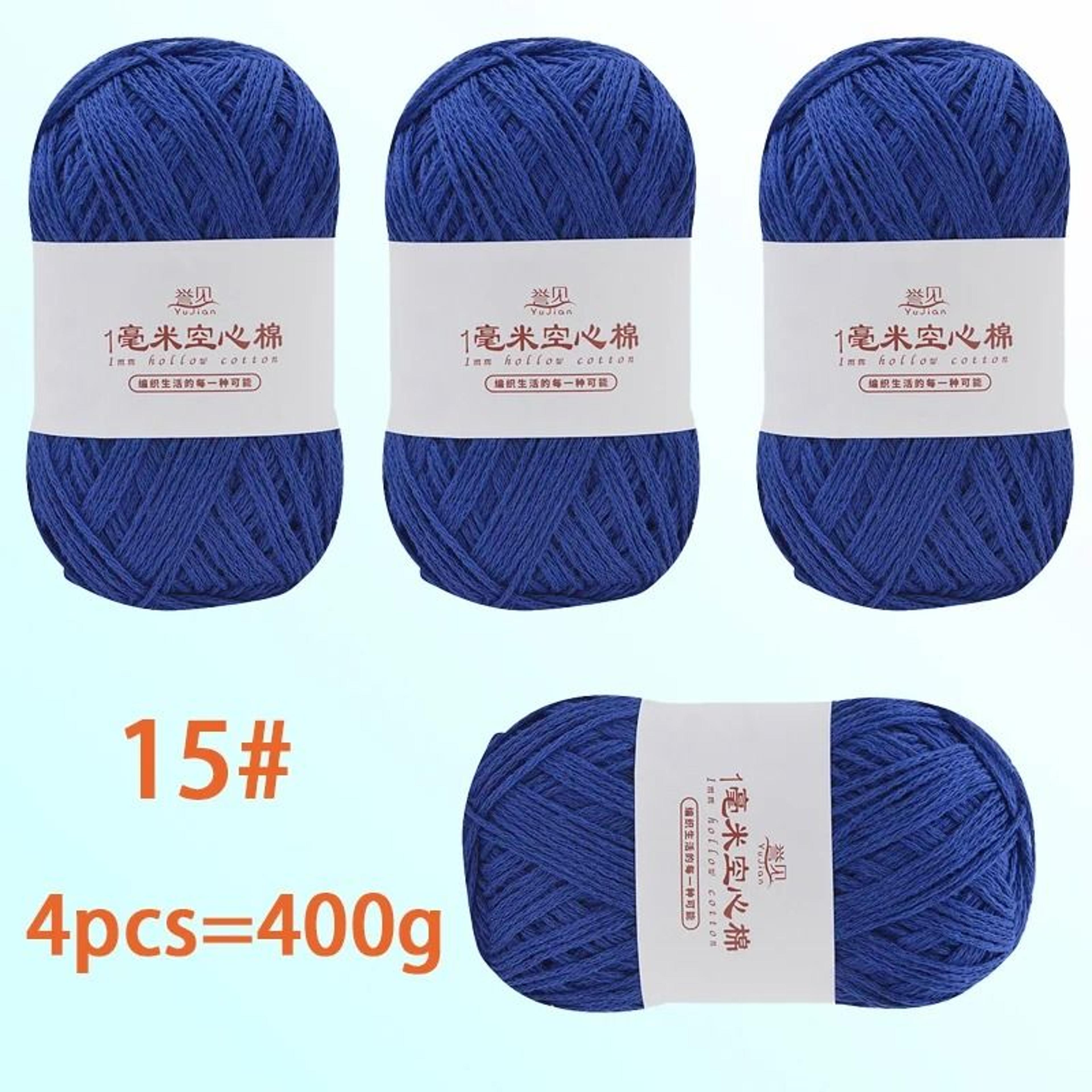 4Pack 400g Solid Color Hollow Cotton Yarn 100g Roll For DIY Crochet Bags Hats Tableware Mats And Sl 21