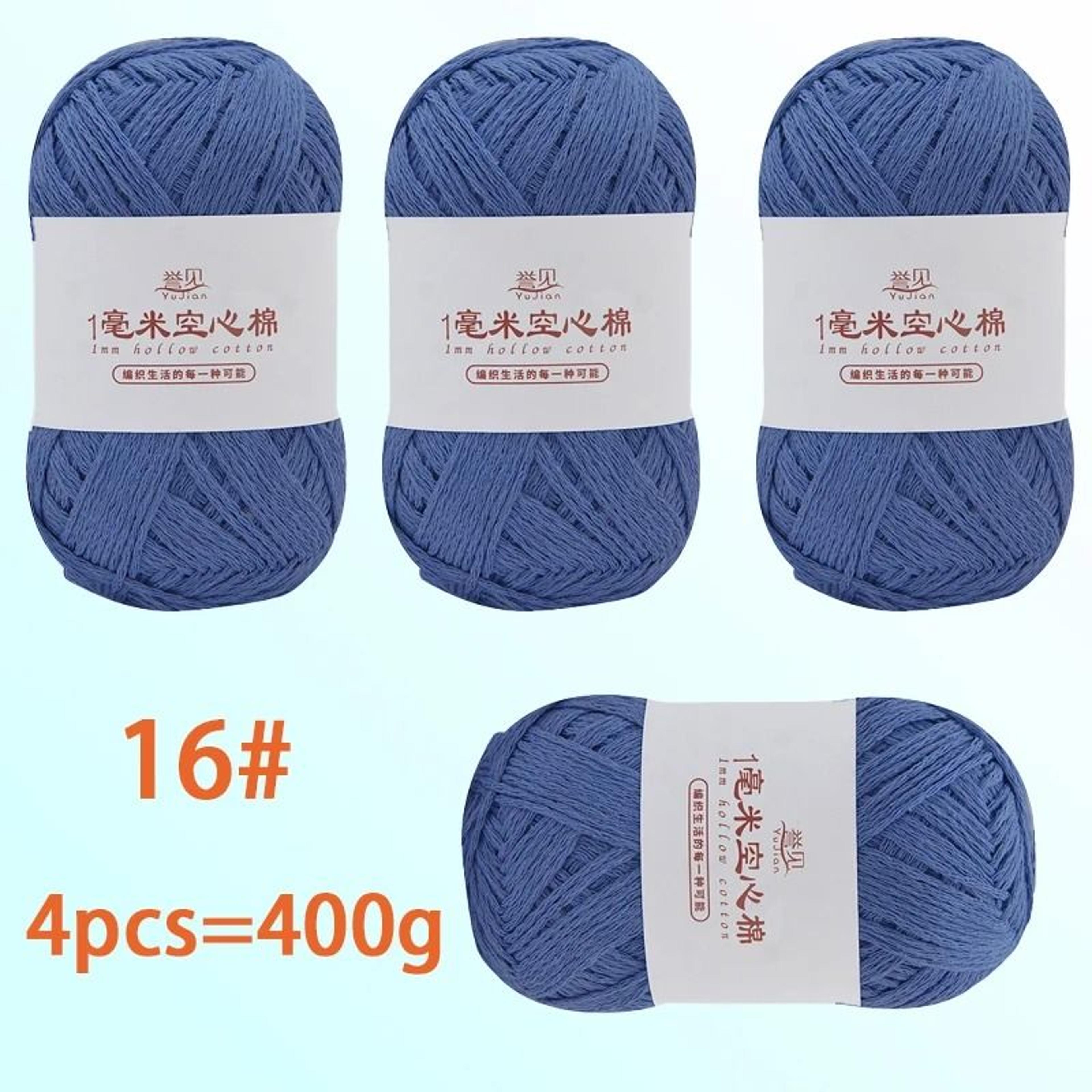 4Pack 400g Solid Color Hollow Cotton Yarn 100g Roll For DIY Crochet Bags Hats Tableware Mats And Sl 22