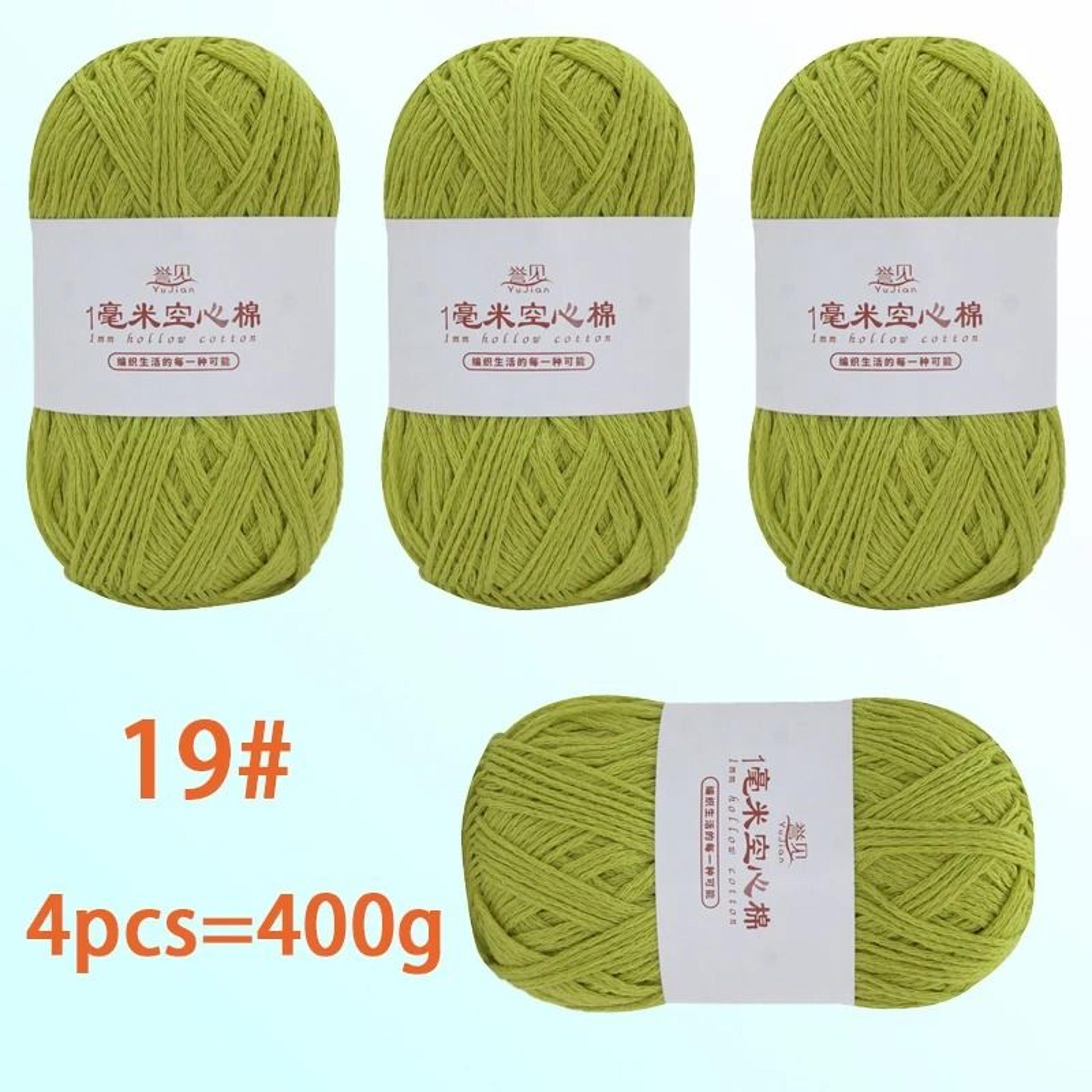 4Pack 400g Solid Color Hollow Cotton Yarn 100g Roll For DIY Crochet Bags Hats Tableware Mats And Sl 25