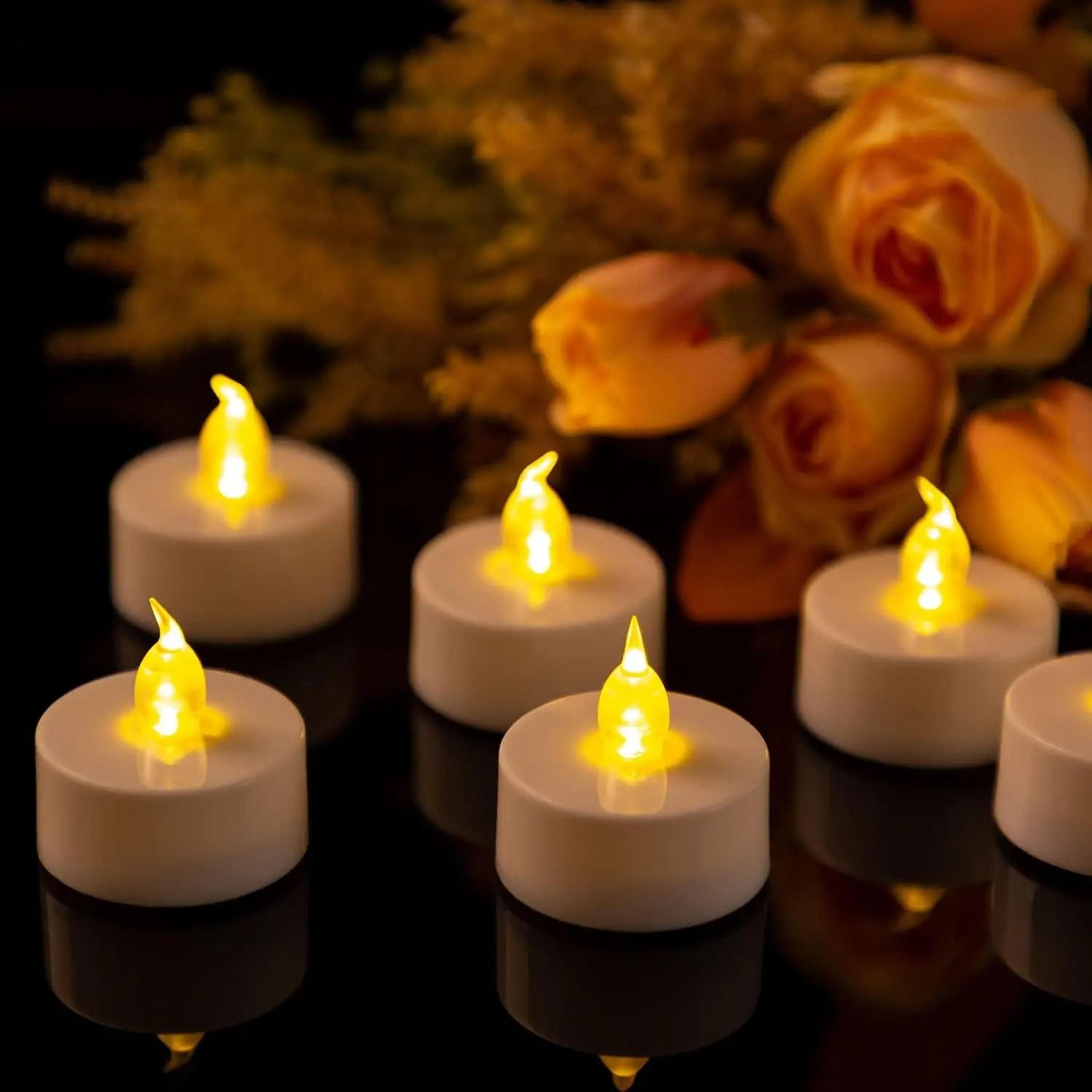 12 24 Or 48 Pack Battery Operated LED Tea Light Candles Bright Naturally Flickering Ambient Lights 1