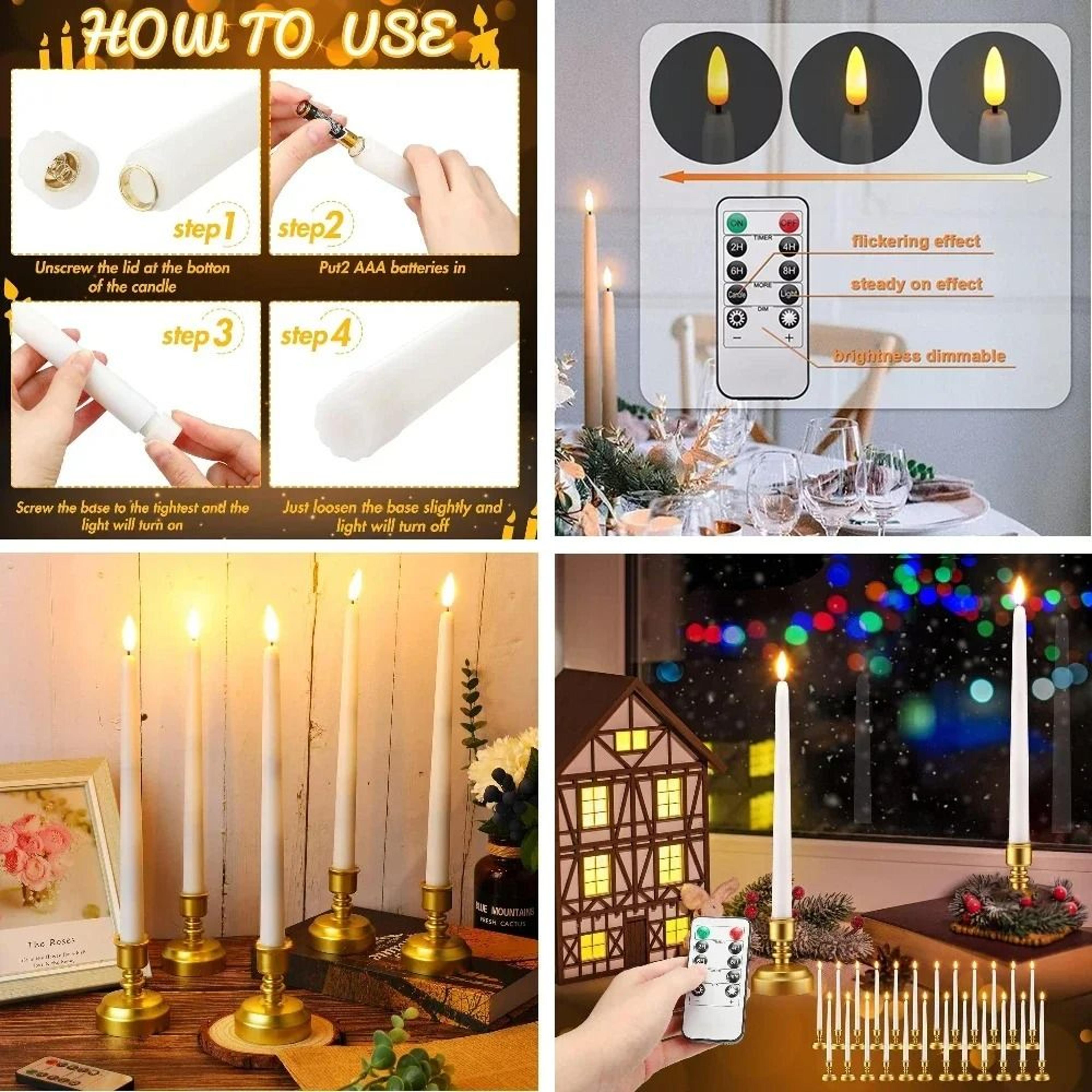 Flameless Taper Candles With Remote Control Flickering LED Candlesticks For Christmas Weddings And  2
