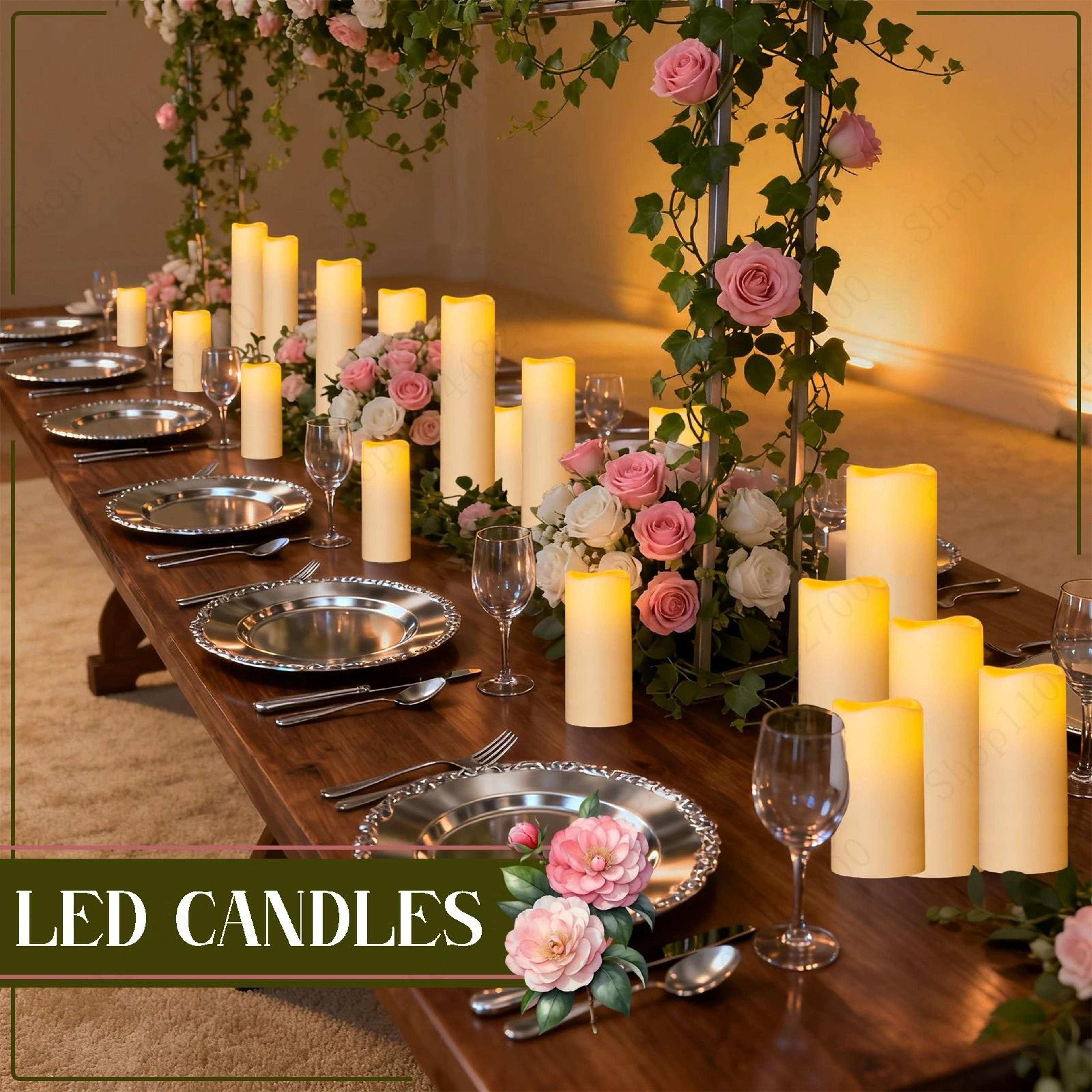 10 To 60 Pcs 3 To 7 Inch LED Flameless Pillar Candles Flickering Candlelight Set For Weddings Conce 3