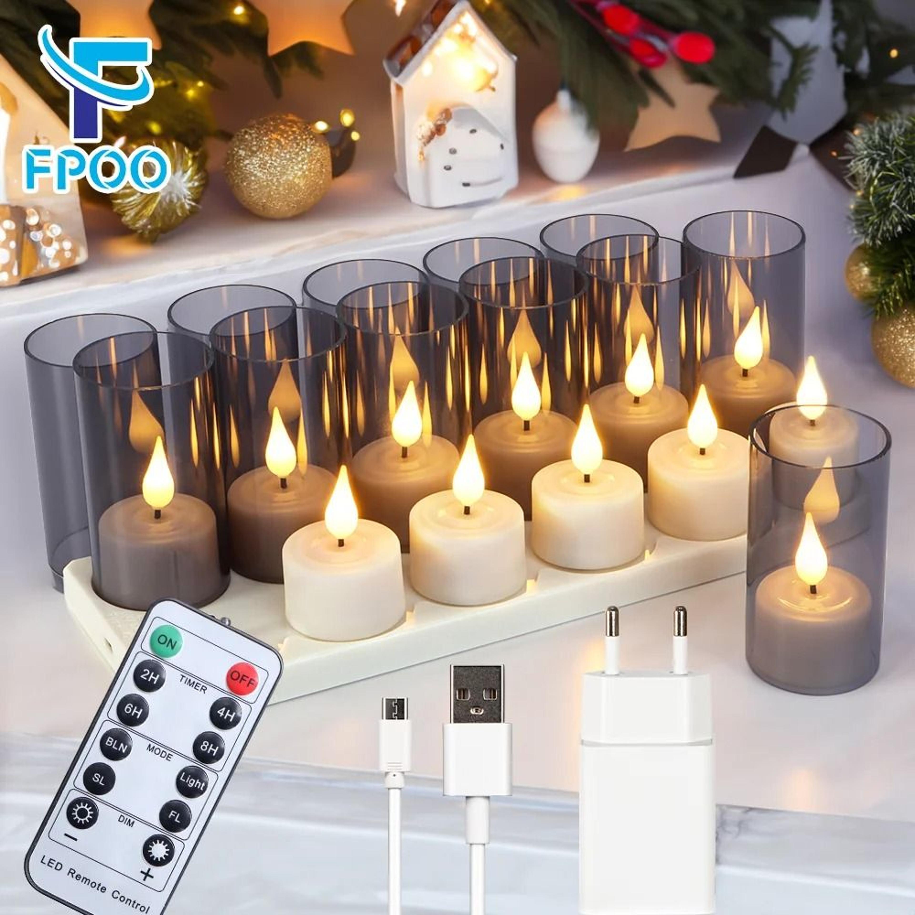 Rechargeable LED Flameless Candle Set With Timer Remote And Black Votive Cups For Indoor Home Decor 0