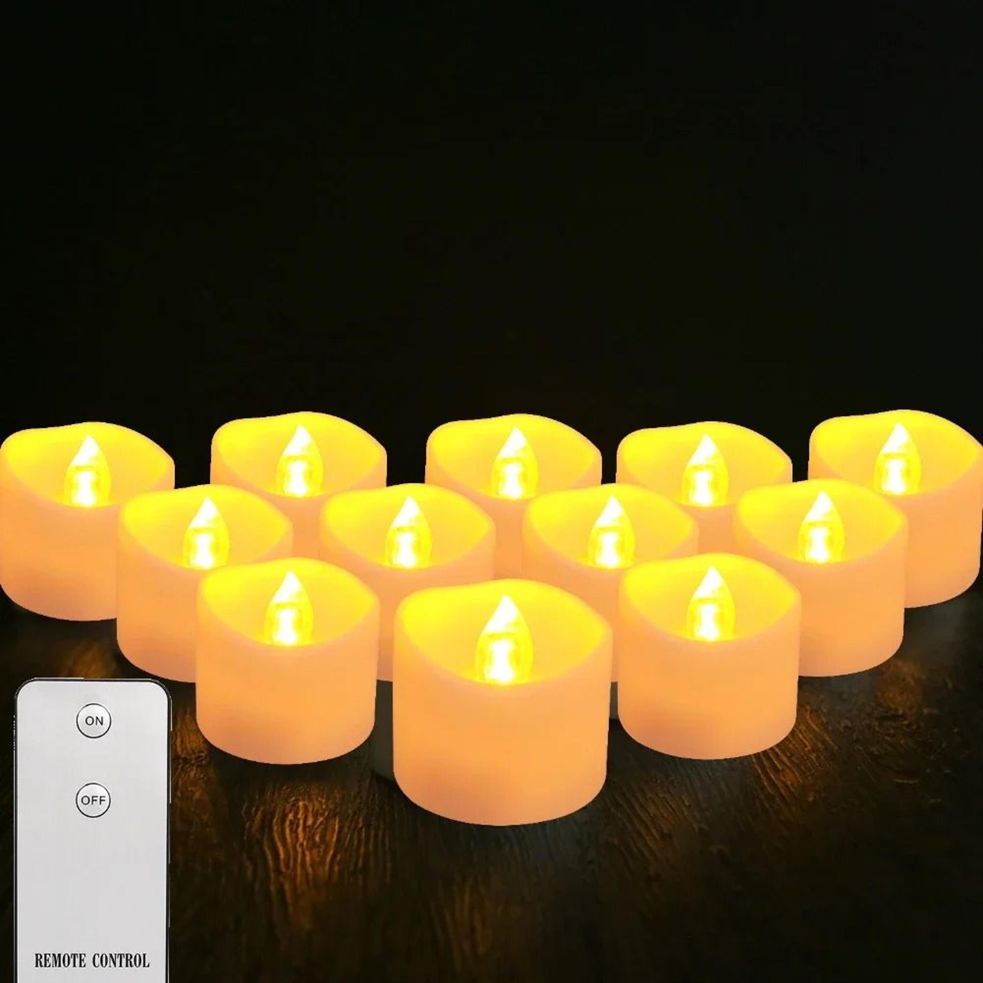 Battery Operated LED Tea Light Candles With Remote Control Flameless Flickering Lights For Wedding  10