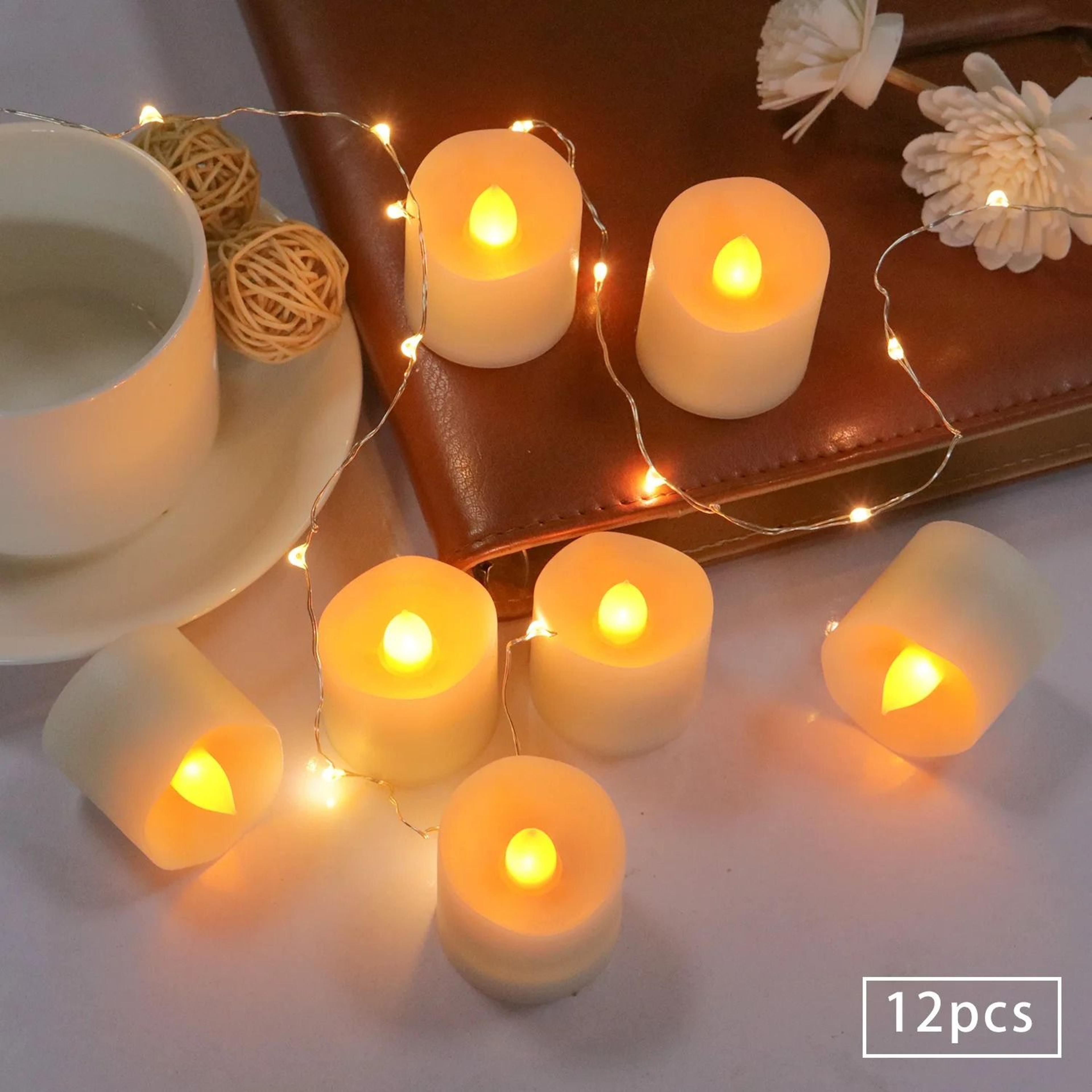 24 Pcs Flameless LED Creative Wishing Tea Light Candles Warm White Flickering Lights For Holiday De 4