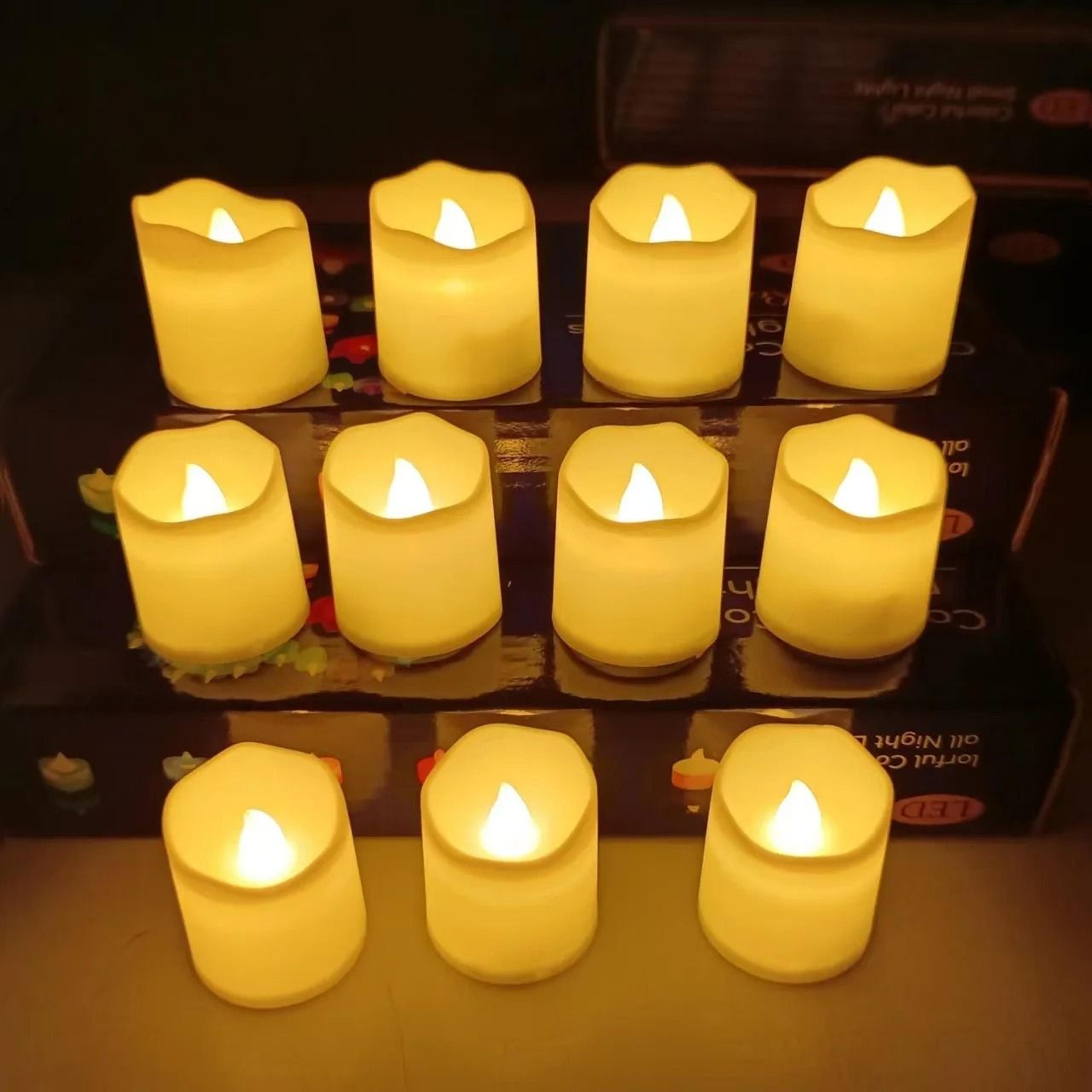 24 Pcs Flameless LED Creative Wishing Tea Light Candles Warm White Flickering Lights For Holiday De 6