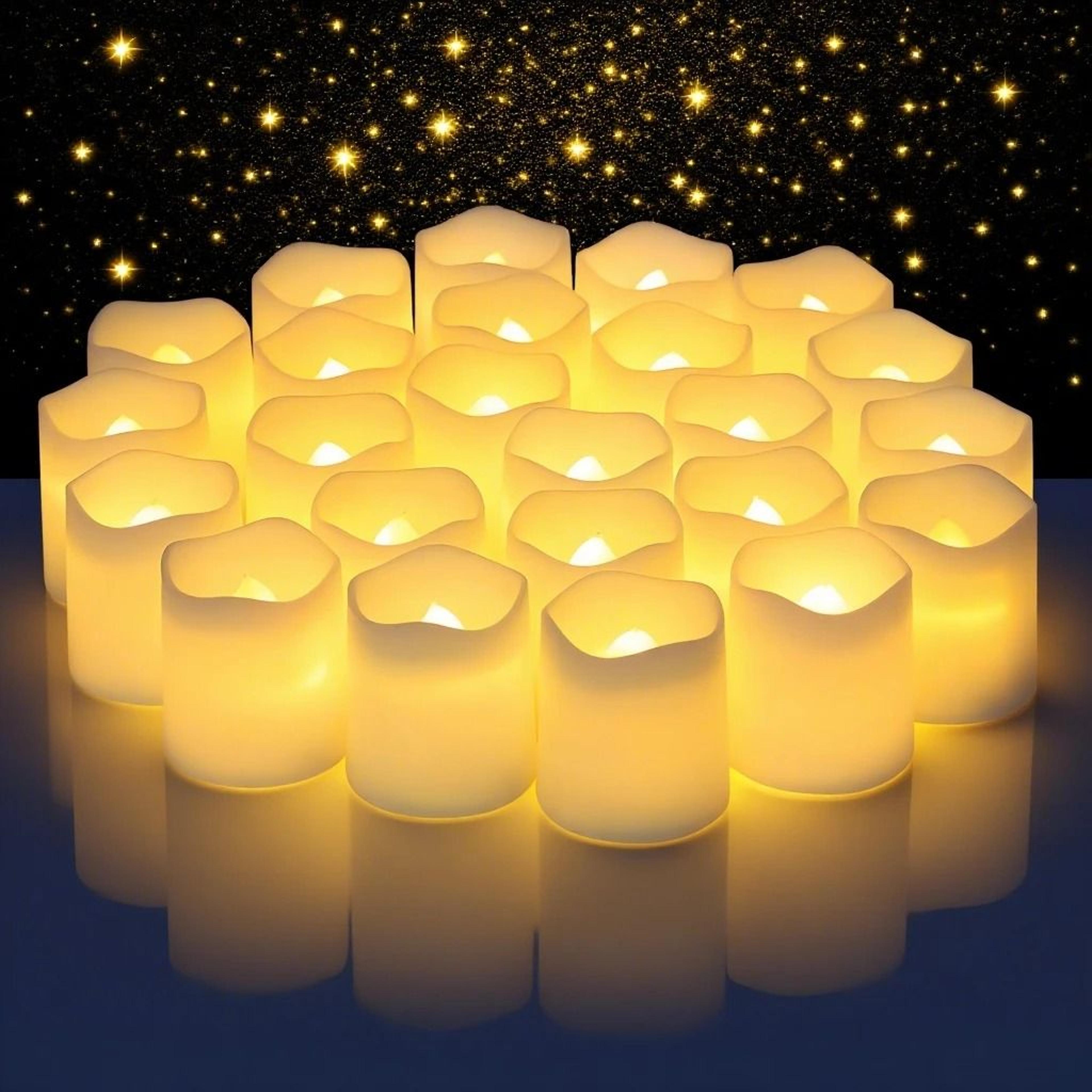 24 Pcs Flameless LED Creative Wishing Tea Light Candles Warm White Flickering Lights For Holiday Pa 0