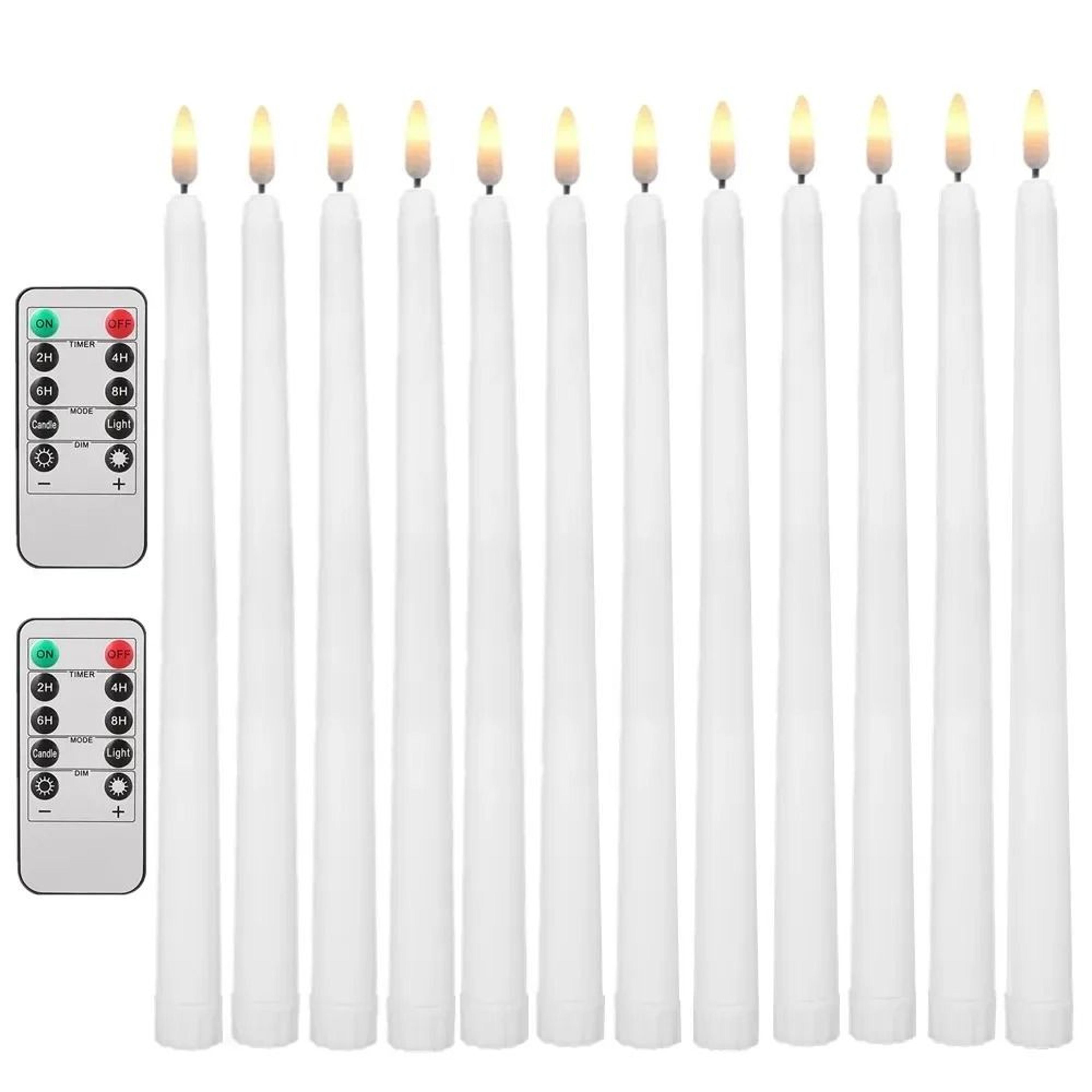 Flameless LED Taper Candles With Remote Control Battery Operated Flickering Wick Lights For Holiday 9