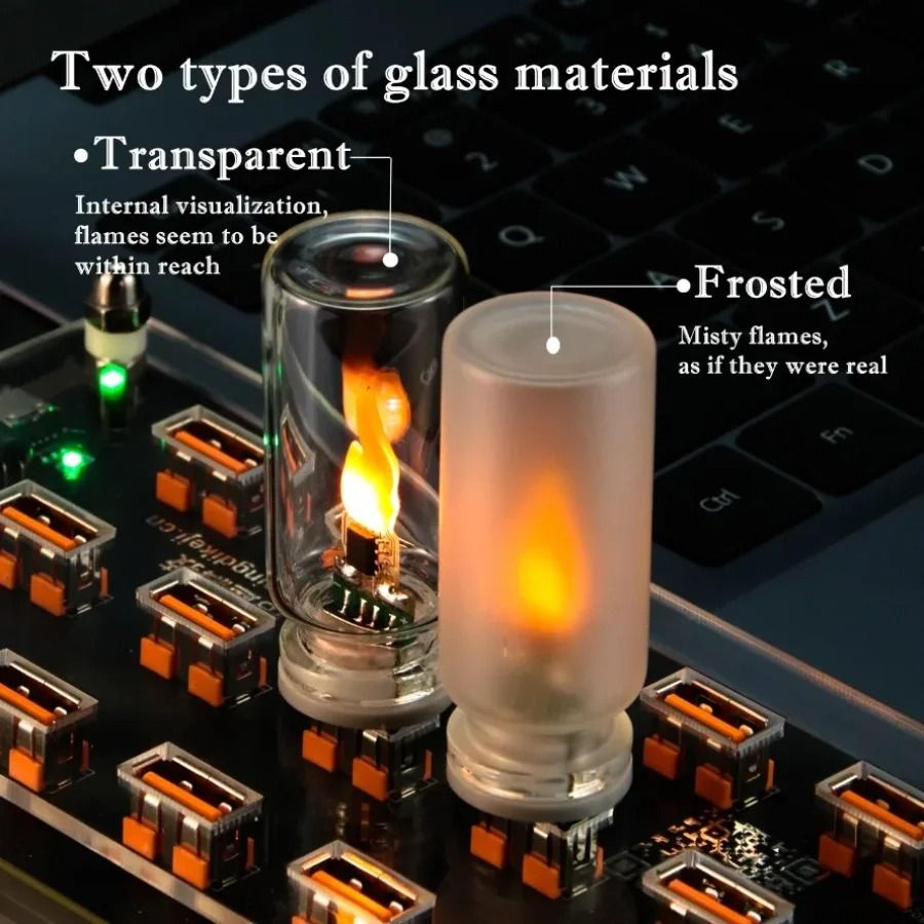 USB Flame Flickering LED Frosted Clear Glass Candle Light Simulated Night Lamp For Home Car Laptop  2