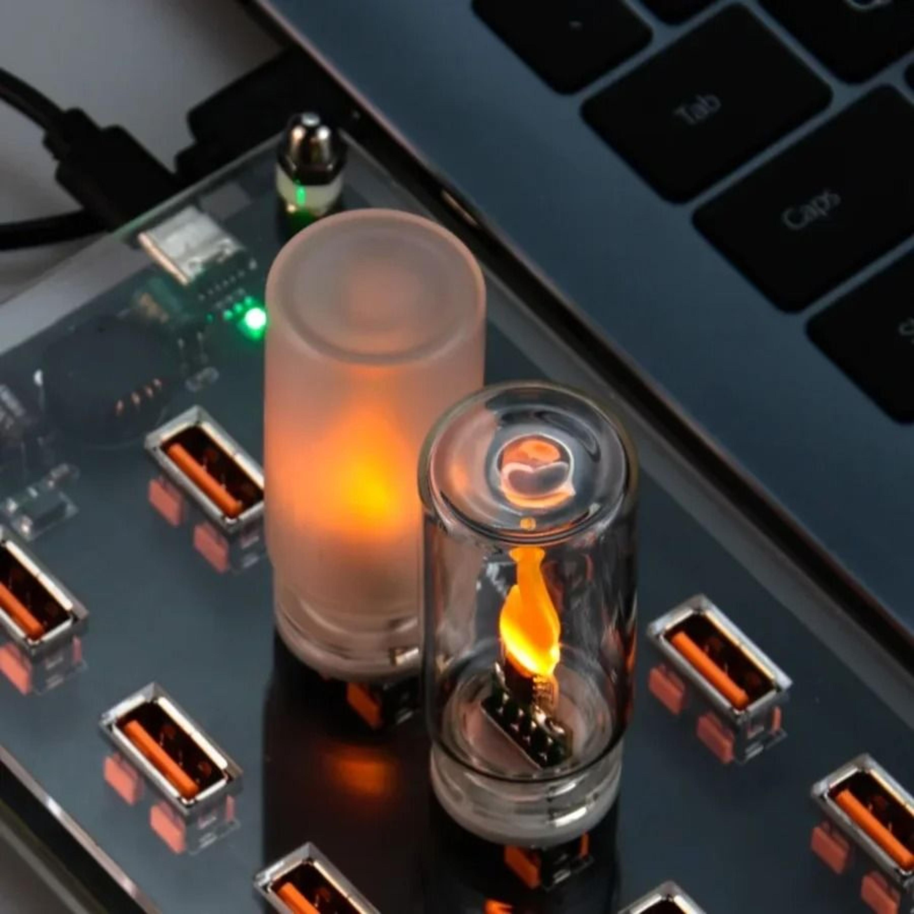USB Flame Flickering LED Frosted Clear Glass Candle Light Simulated Night Lamp For Home Car Laptop  5