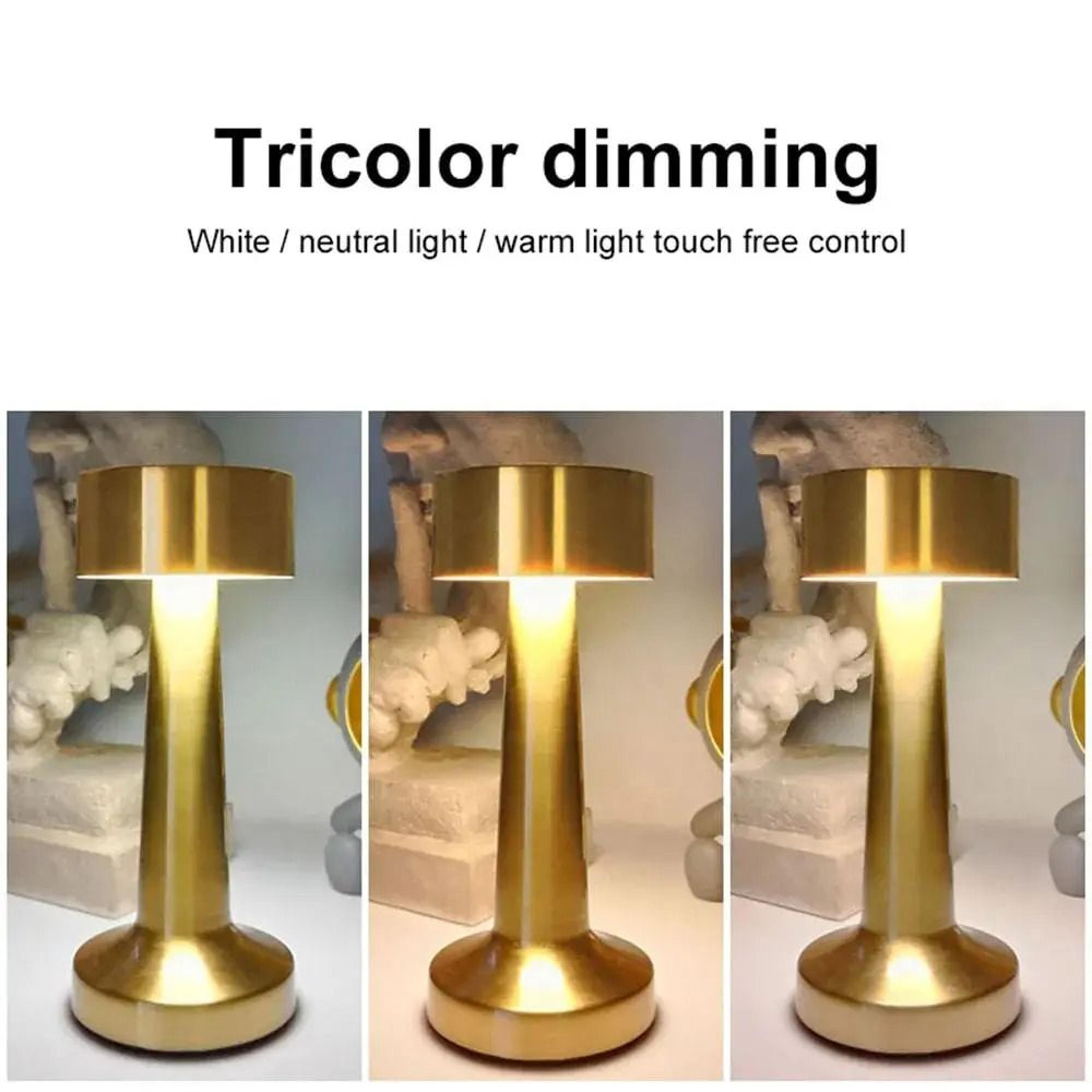 Retro Rechargeable Touch Metal LED Table Lamp 3Color Dimmable Ambient Night Light For Bar Restauran 1