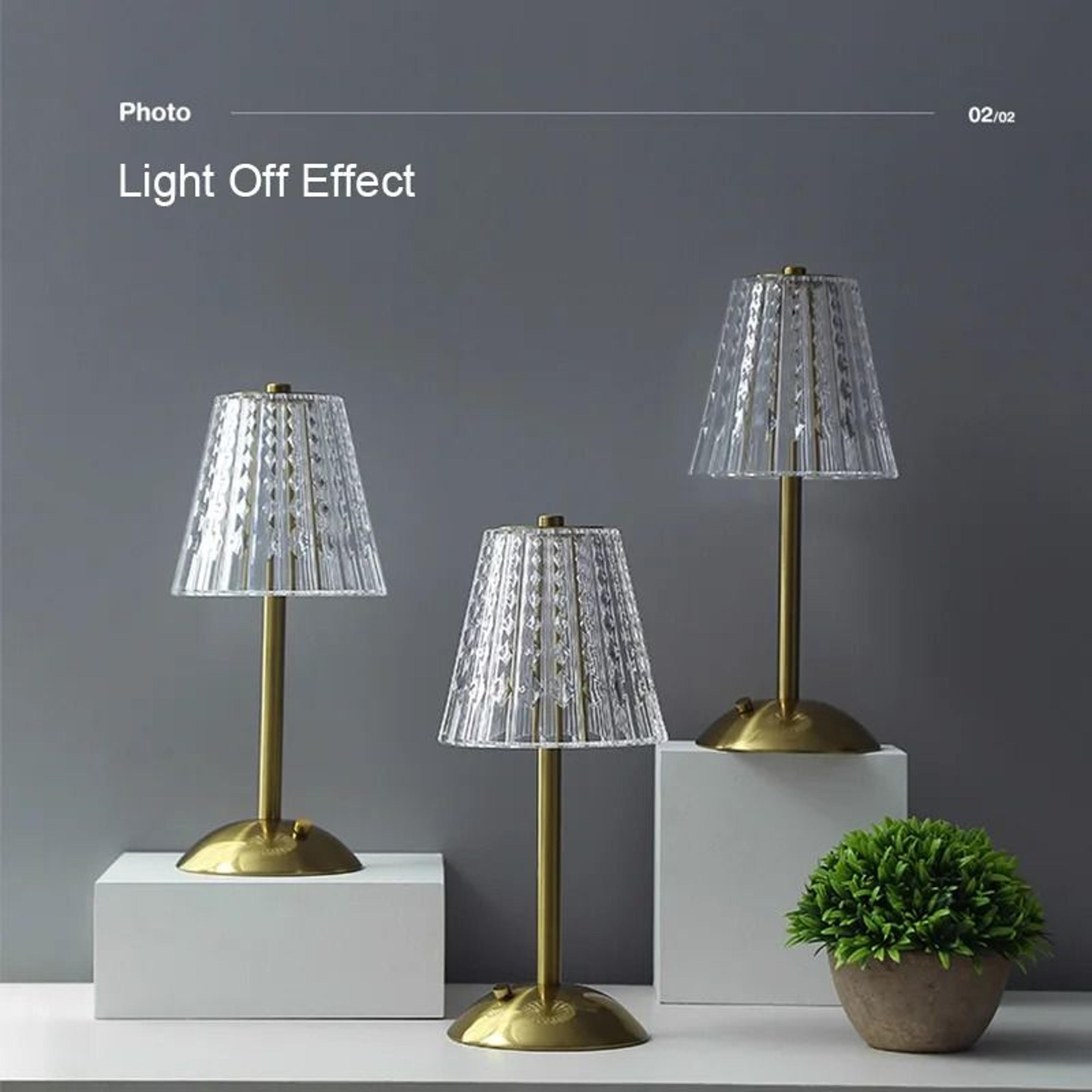 Nordic Crystal Rechargeable Golden LED Lamp Touch Dimmable Table Light 2