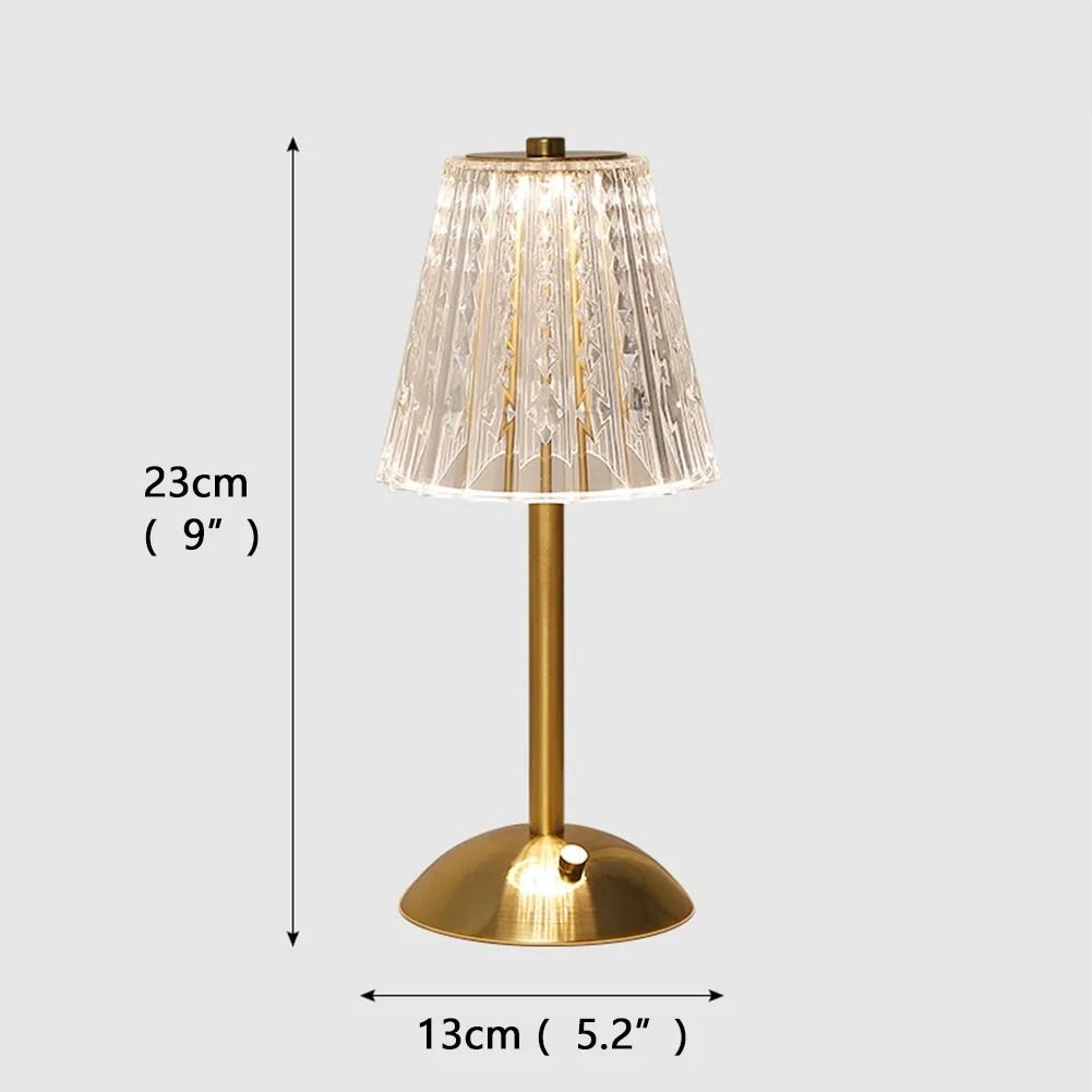 Nordic Crystal Rechargeable Golden LED Lamp Touch Dimmable Table Light 5