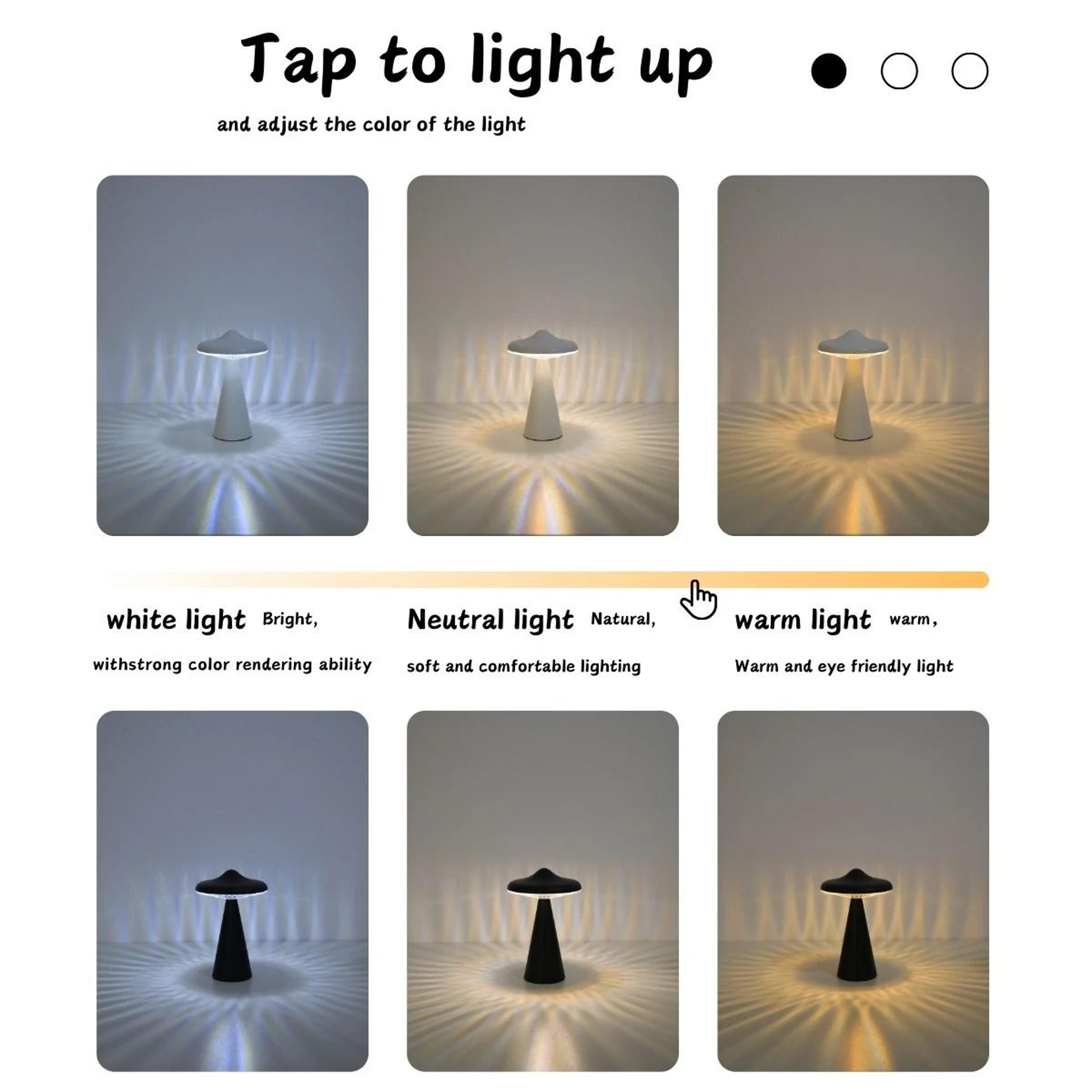 Novel UFO Touch LED Desk Light USB Rechargeable Dimmable Reading Lamp Bedside Night Light 3