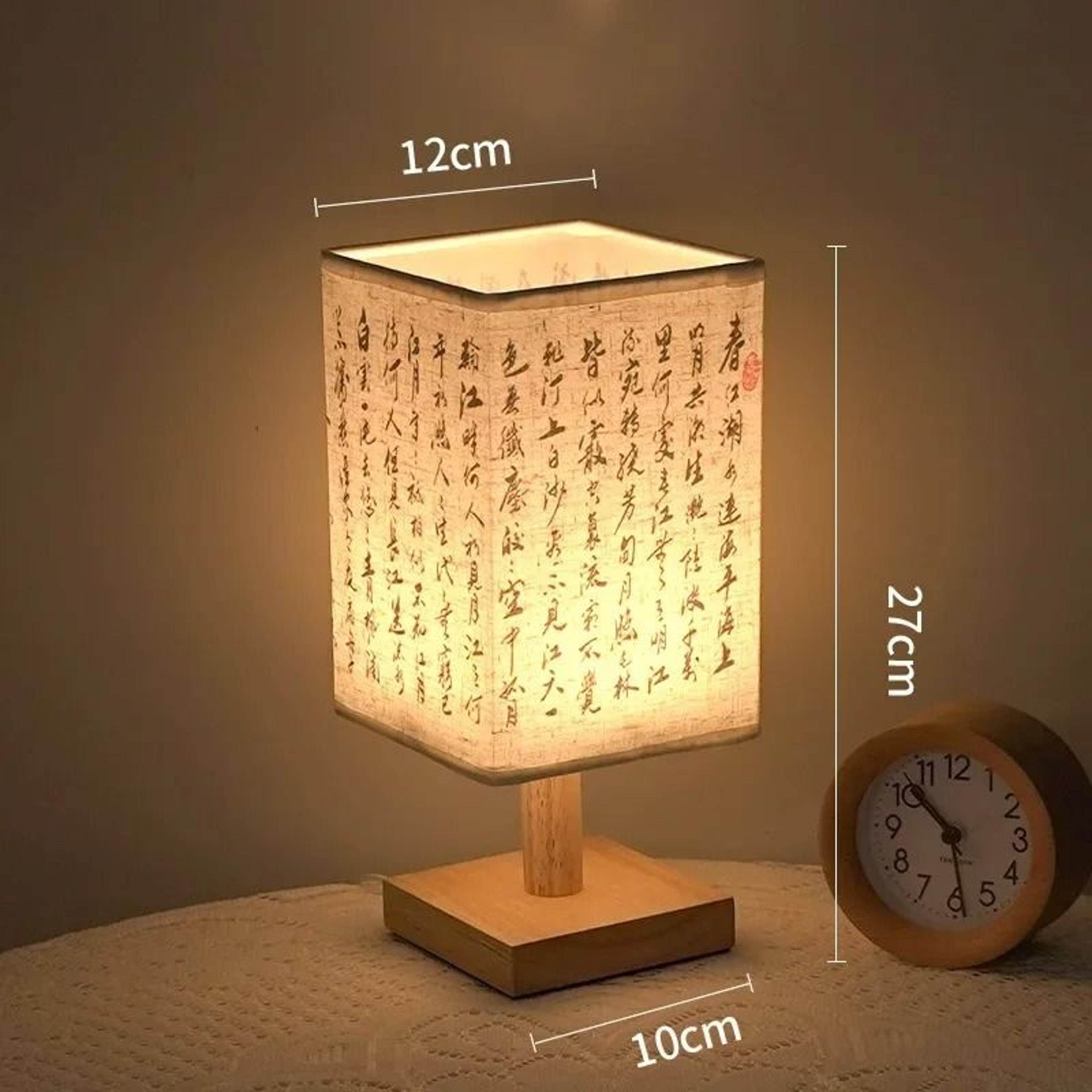 LED Square Chinese Style Table Lamp USB Dimmable Fabric Bedside Night Light 7