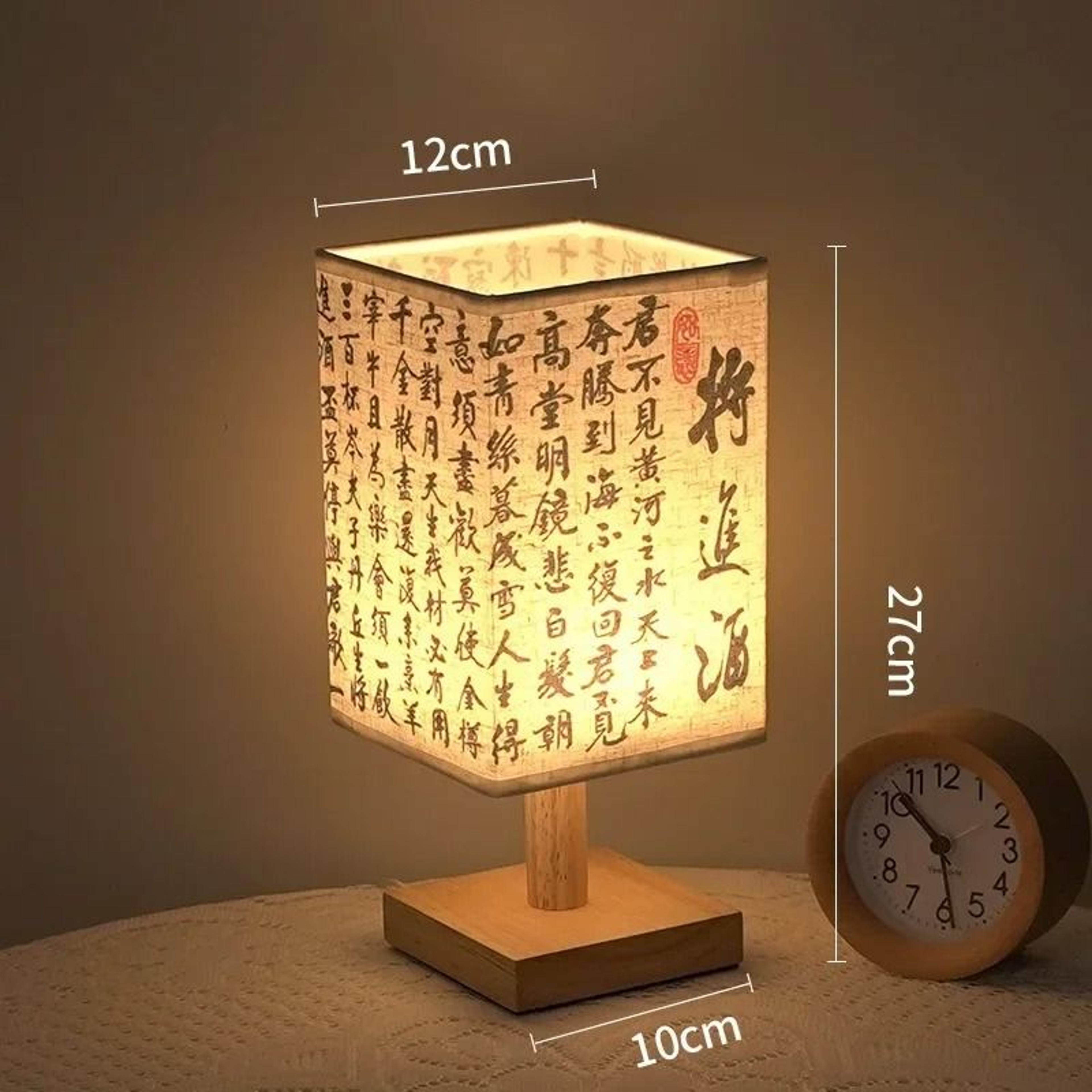 LED Square Chinese Style Table Lamp USB Dimmable Fabric Bedside Night Light 8
