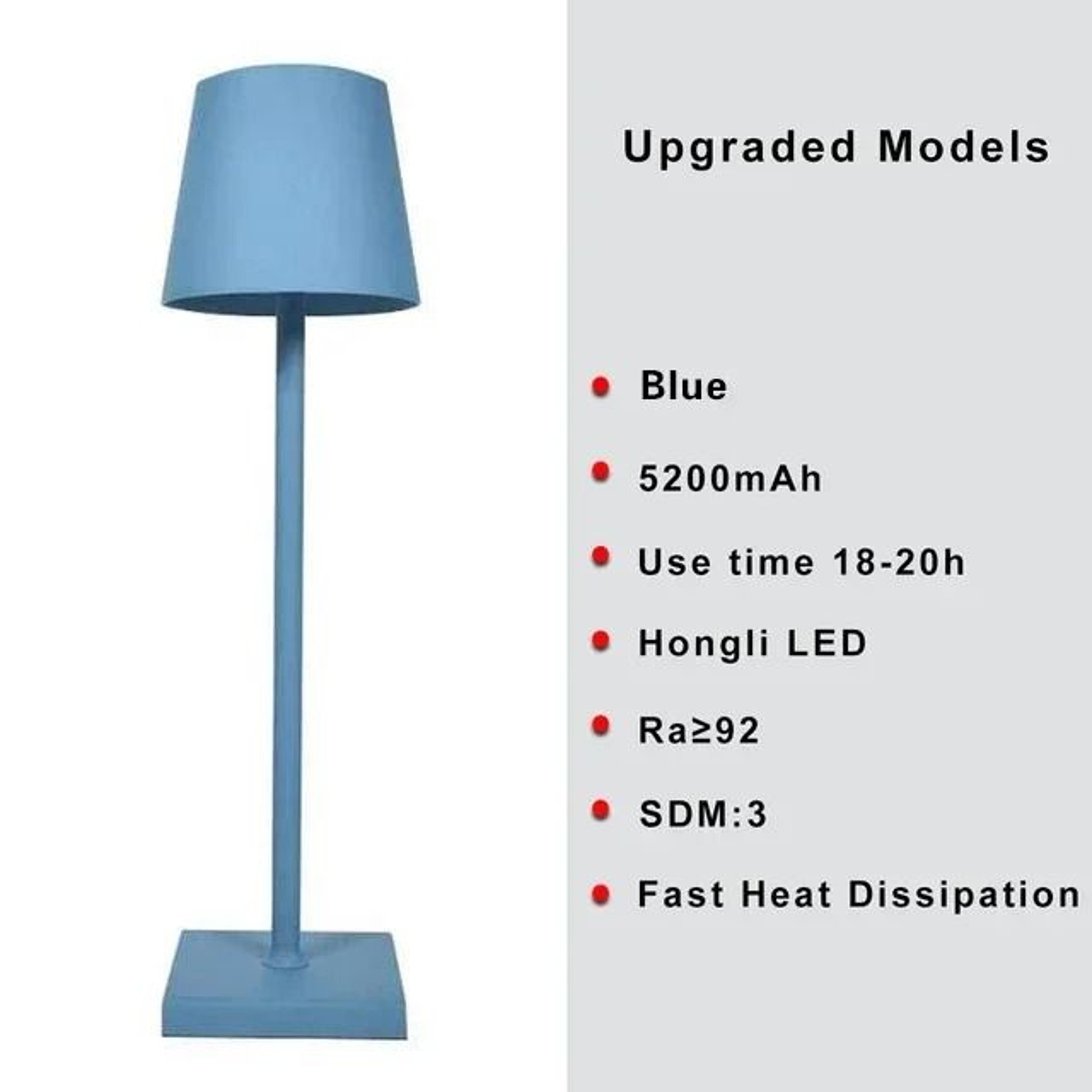 Cordless LED Dimmable Table Lamp Metallic Black Night Light For Indoor Outdoor Restaurant 11