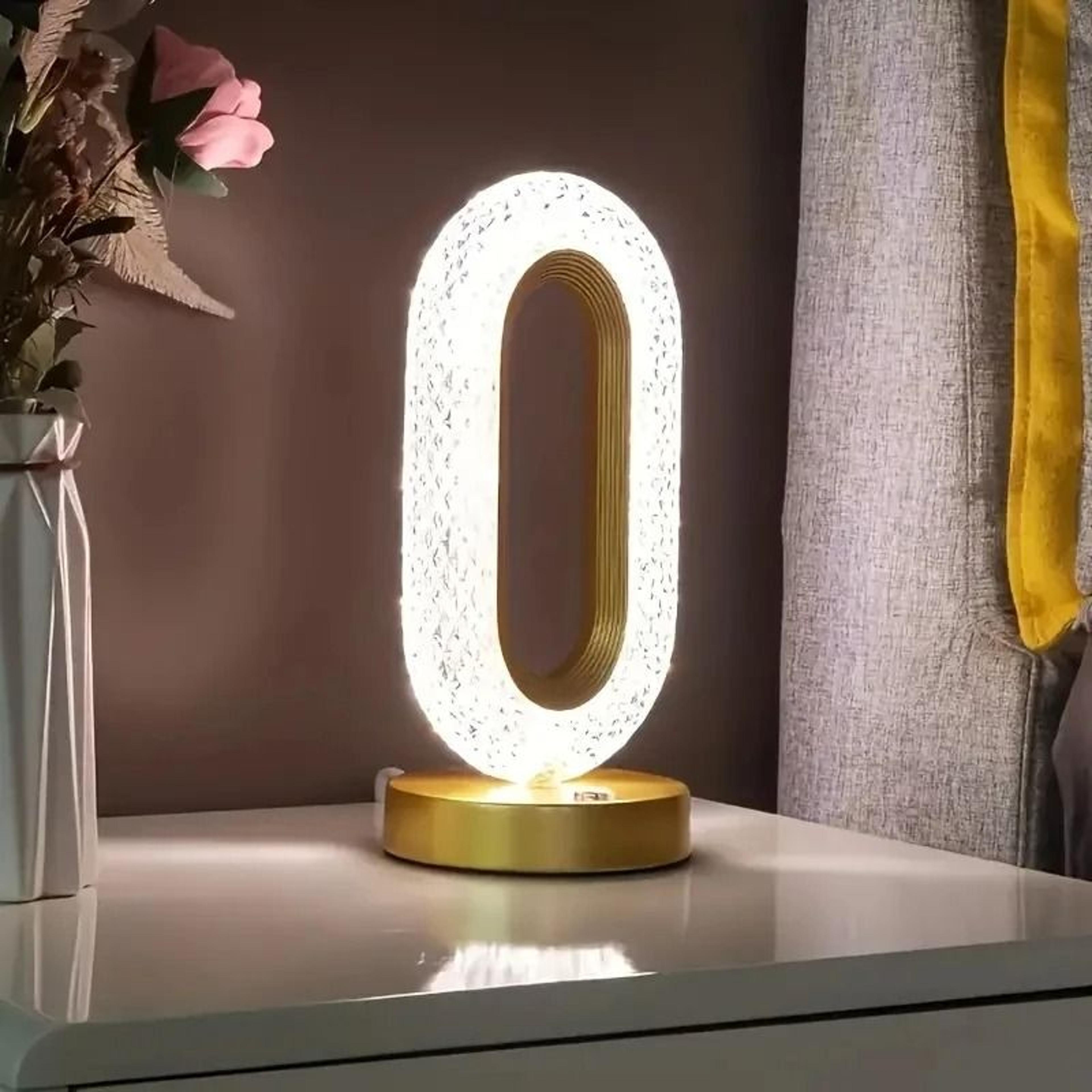 Luxury Oval Crystal Table Lamp USB Charging Bedside Night Light For Bedroom Office Decor 2