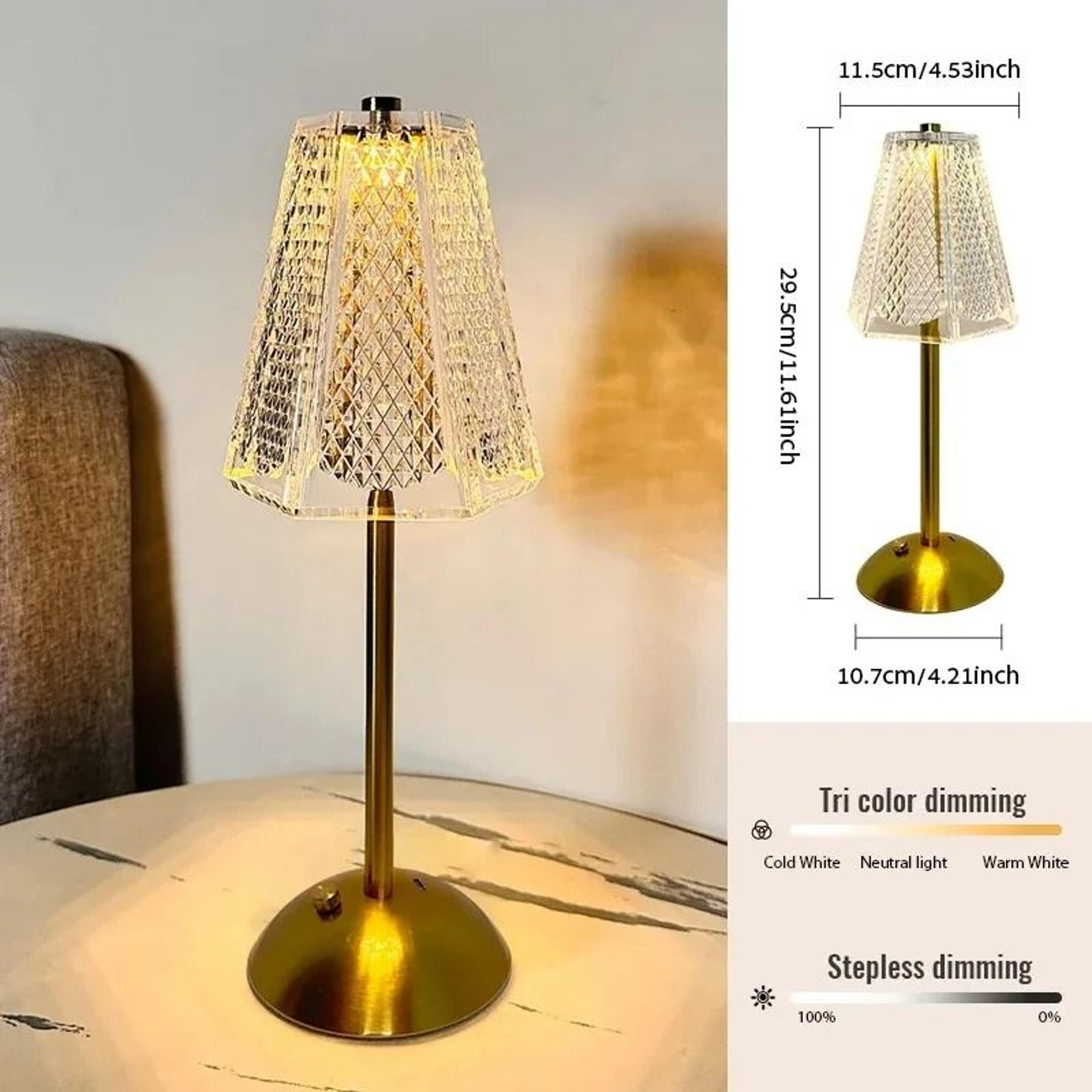 Wireless LED Touch Sensor Table Lamp 3 Color USB Rechargeable Bedside Night Light For Restaurant Ho 8