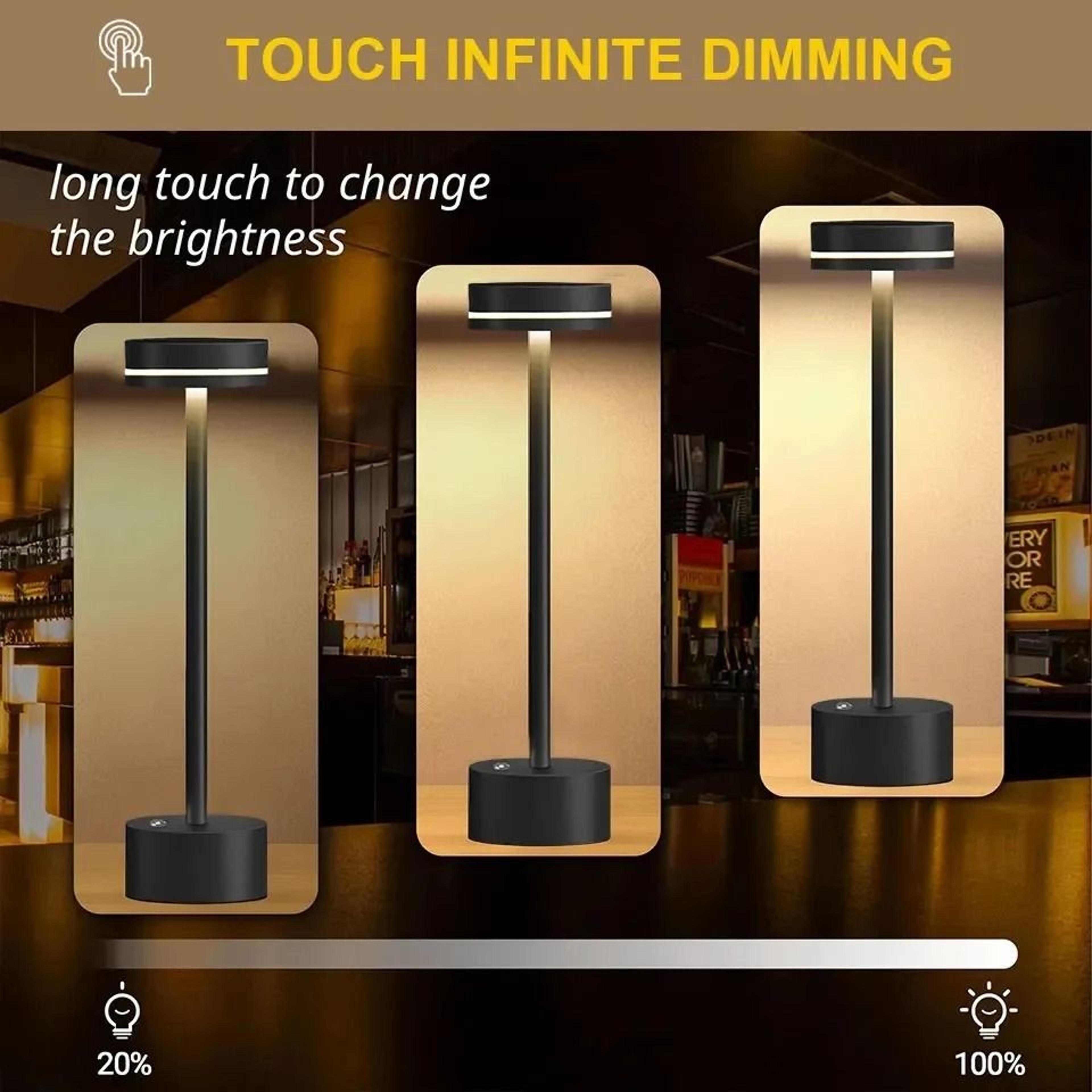 LED Ambient Table Lamp 3Color Stepless Dimmable Touch Night Light For Cafe Bar Bedside Decor 2