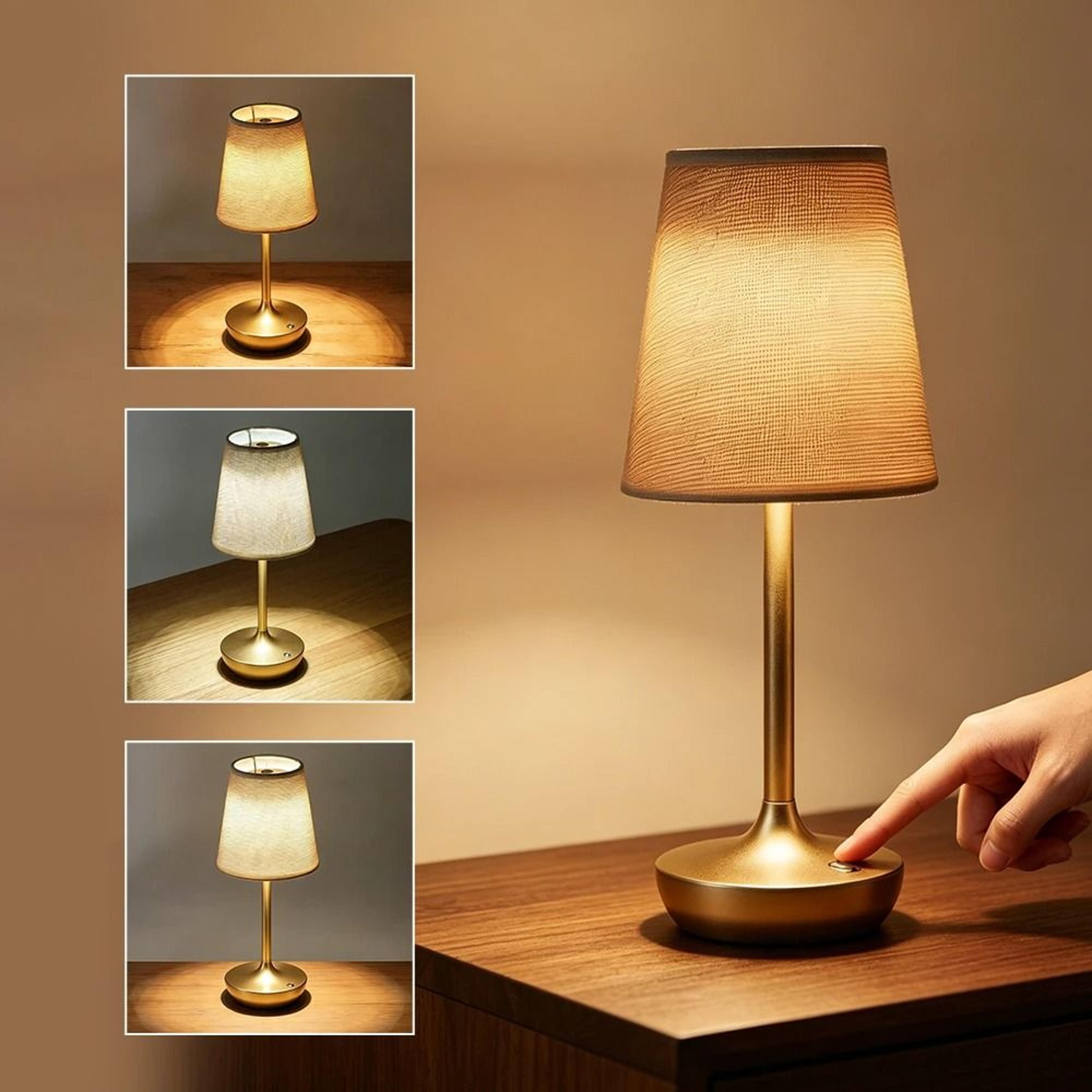 Rechargeable LED Table Lamp Simple Classic Desk Light Dimmable USB Fabric Shade Bedside Decor 0