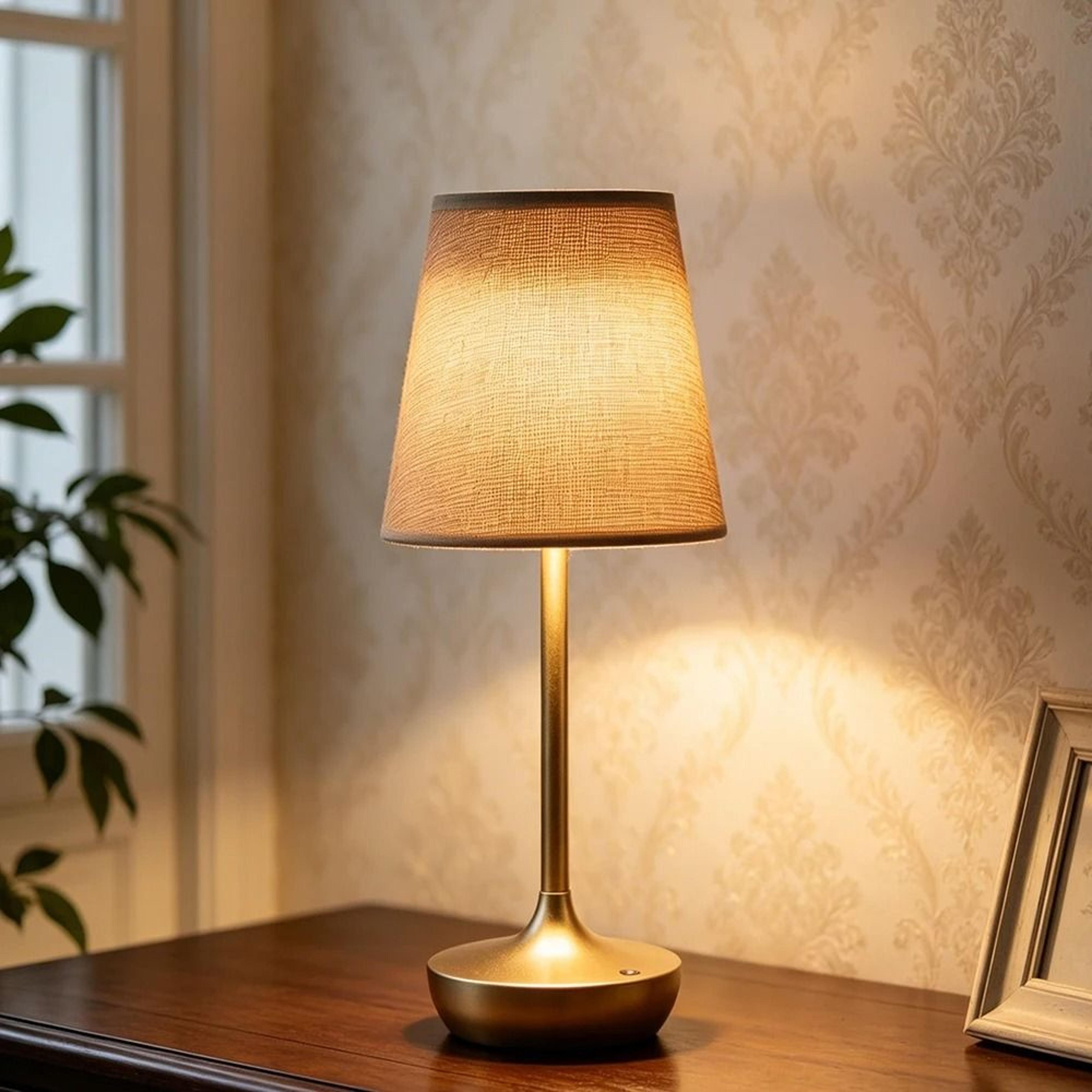 Rechargeable LED Table Lamp Simple Classic Desk Light Dimmable USB Fabric Shade Bedside Decor 3