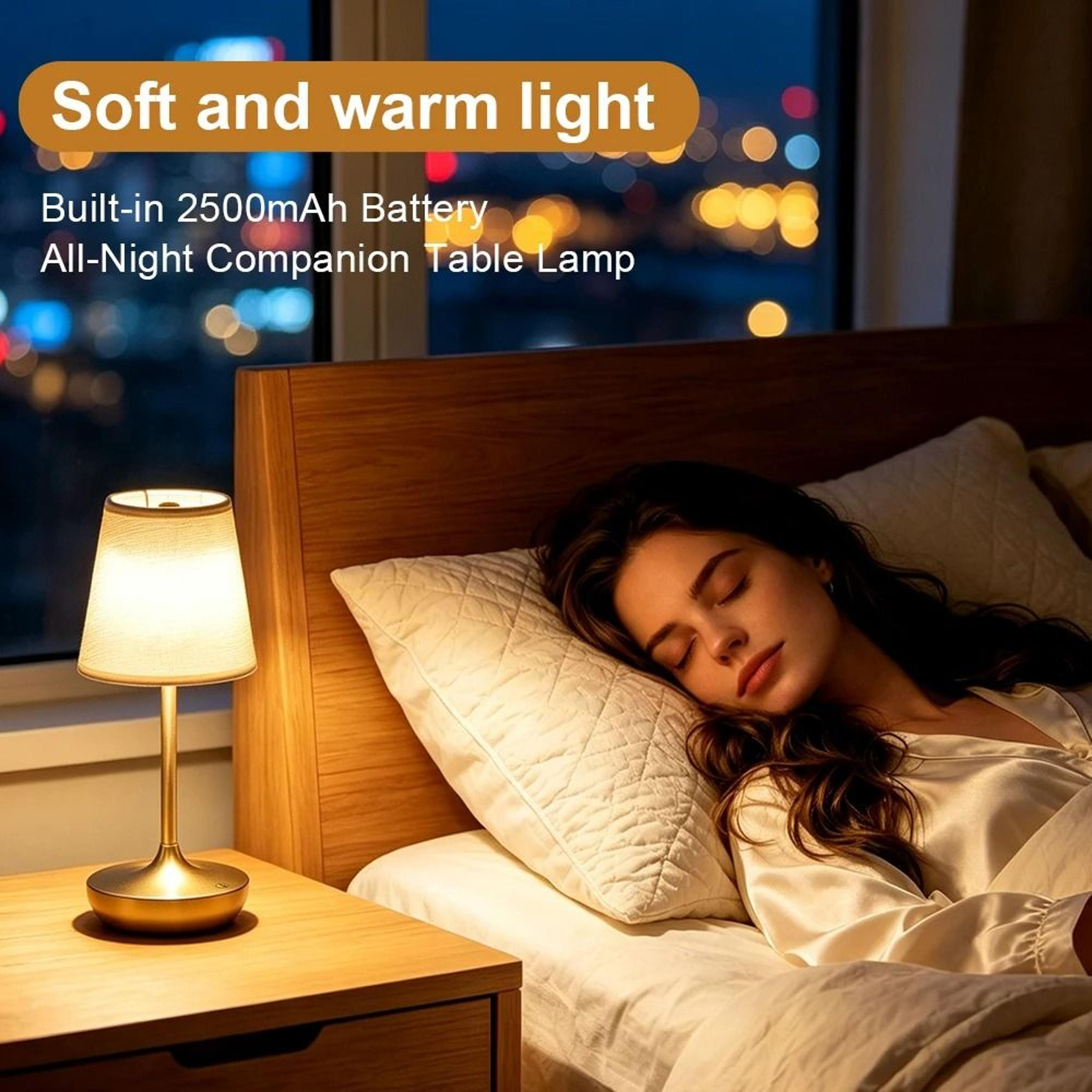 Rechargeable LED Table Lamp Simple Classic Desk Light Dimmable USB Fabric Shade Bedside Decor 4